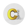 Gold Letter C with 3D Figure Round Rug | Monogram Initial Rug