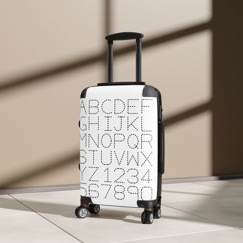 Alphabet Numbers Suitcase | Monochrome Letter Grid Luggage