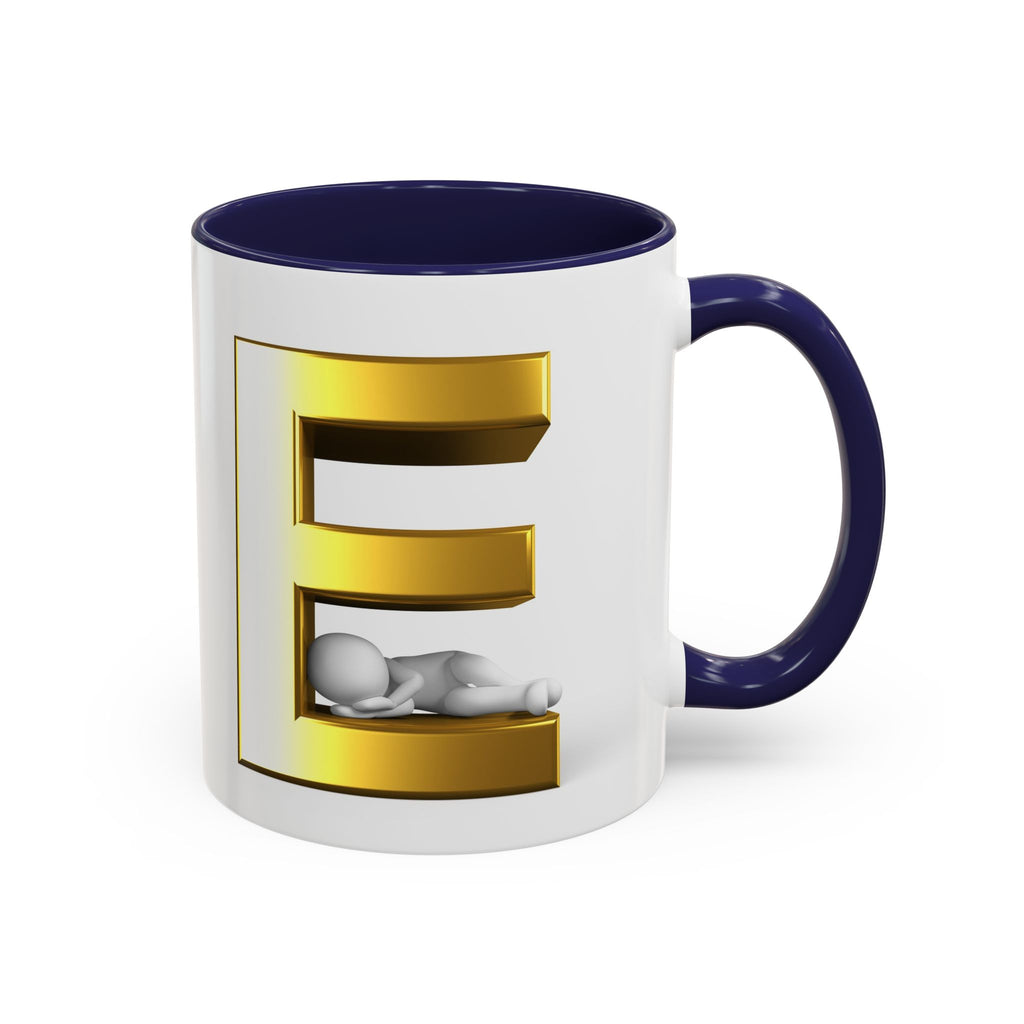 Gold 3D Buchstaben E Tasse | Akzent-Kaffeetasse