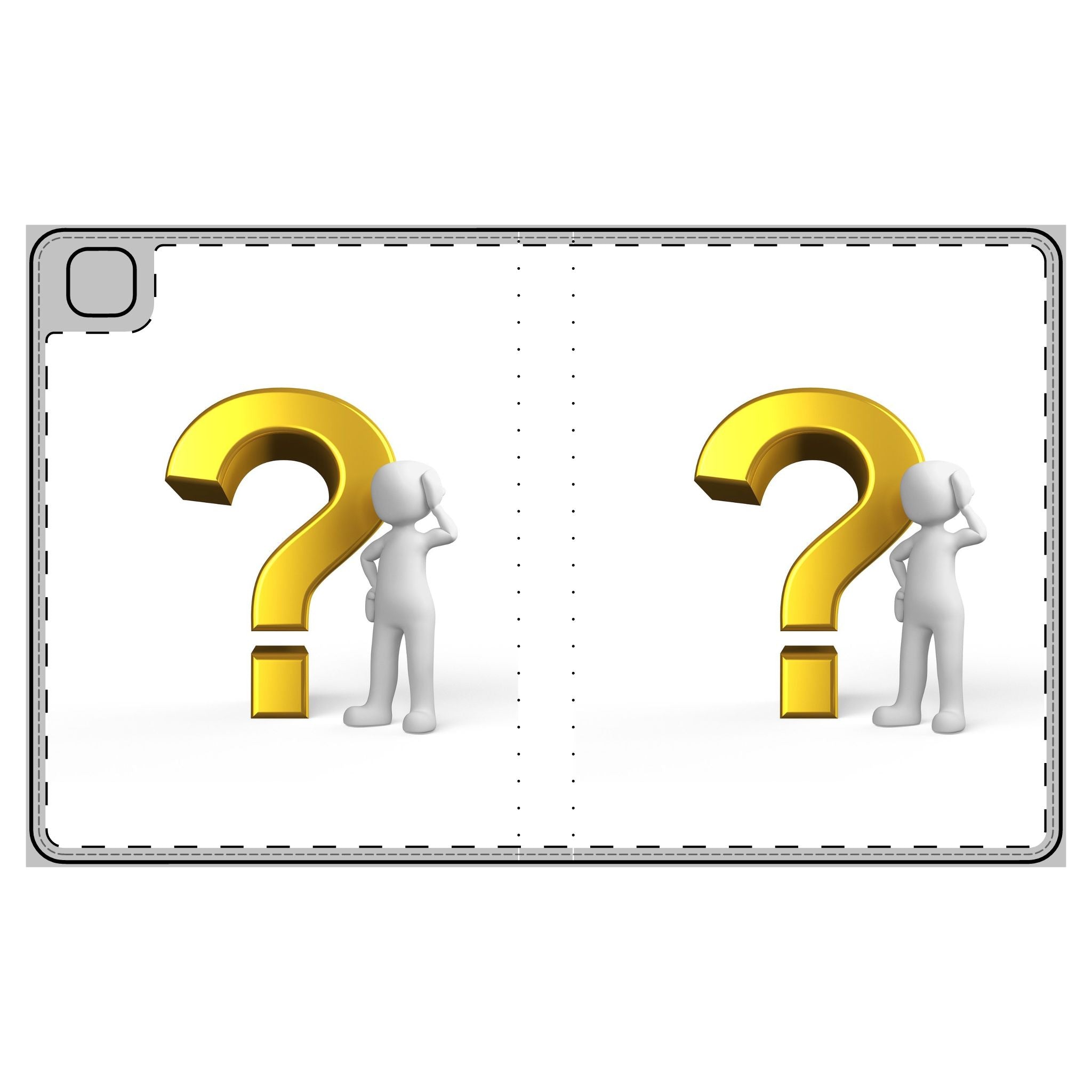 3D Question Mark Figure Tablet Folio Case | Yellow Questionmark Design