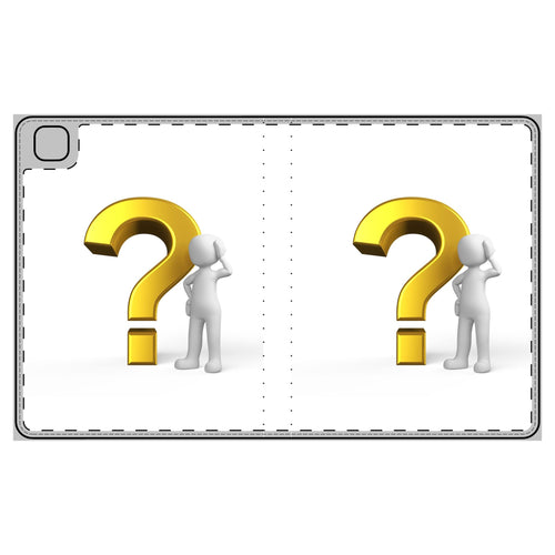 Étui portefeuille pour tablette avec motif de point d'interrogation 3D | Design de point d'interrogation jaune