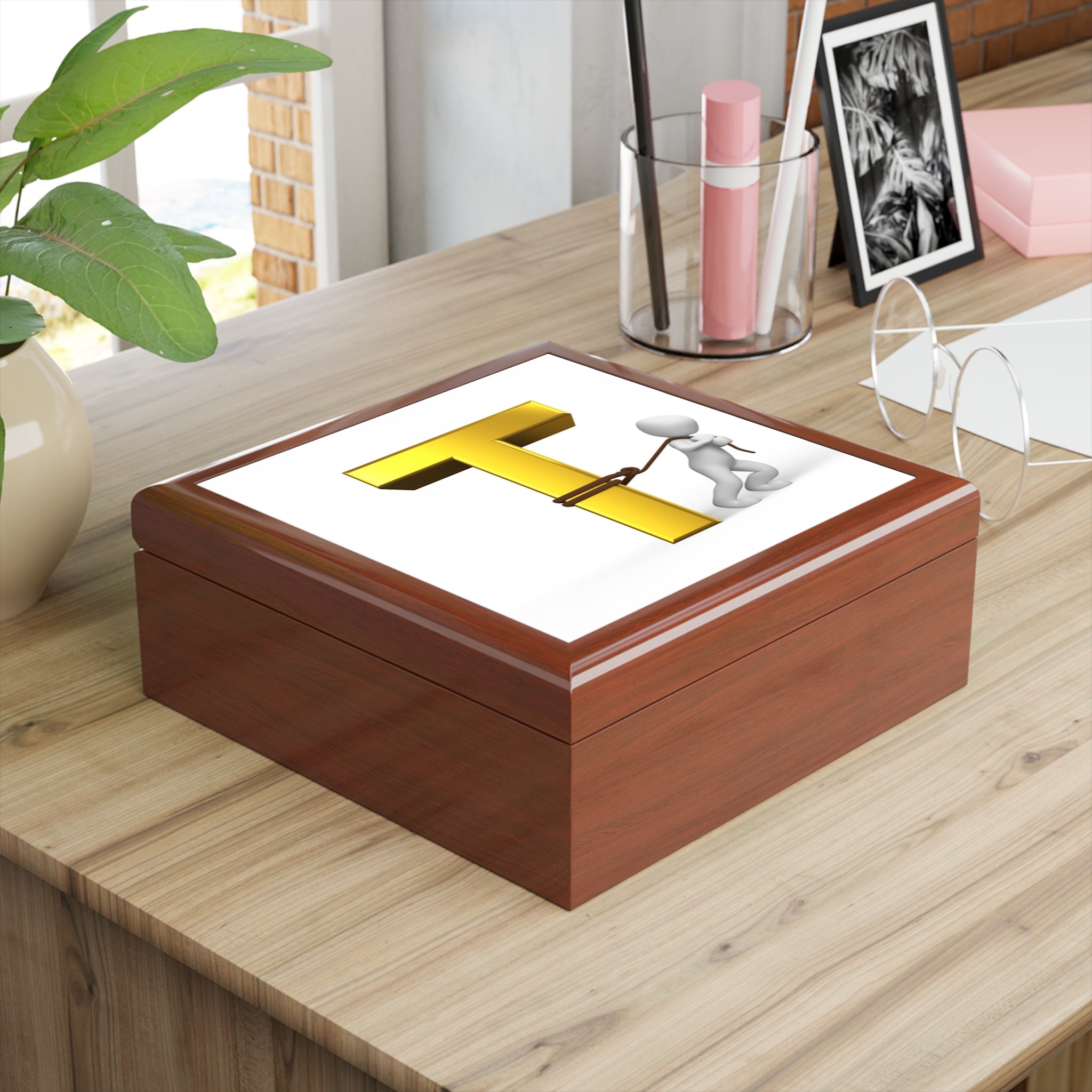 Letter T Sculpture Jewelry Box | Initial Monogram Keepsake