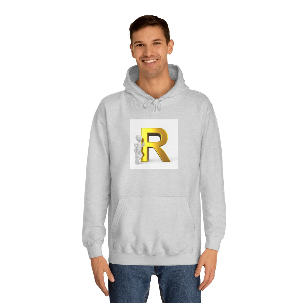 Gold Letter R Hoodie | 3D Character Leaning on R