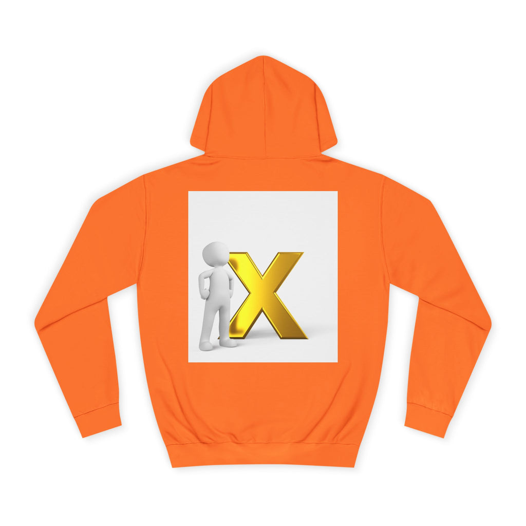 3D Figure Leaning on Gold X Hoodie | Letter X Initial Pullover