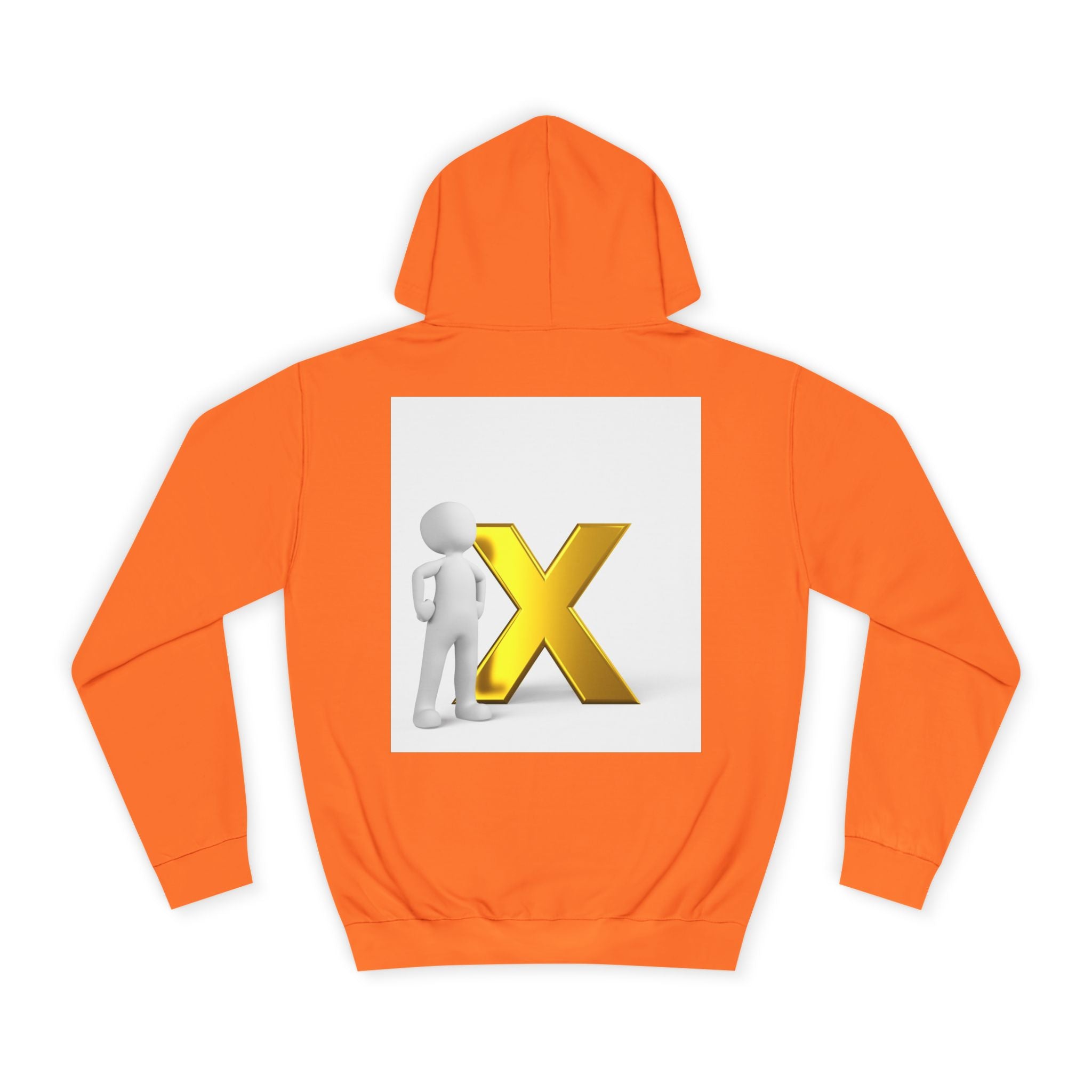 3D Figure Leaning on Gold X Hoodie | Letter X Initial Pullover