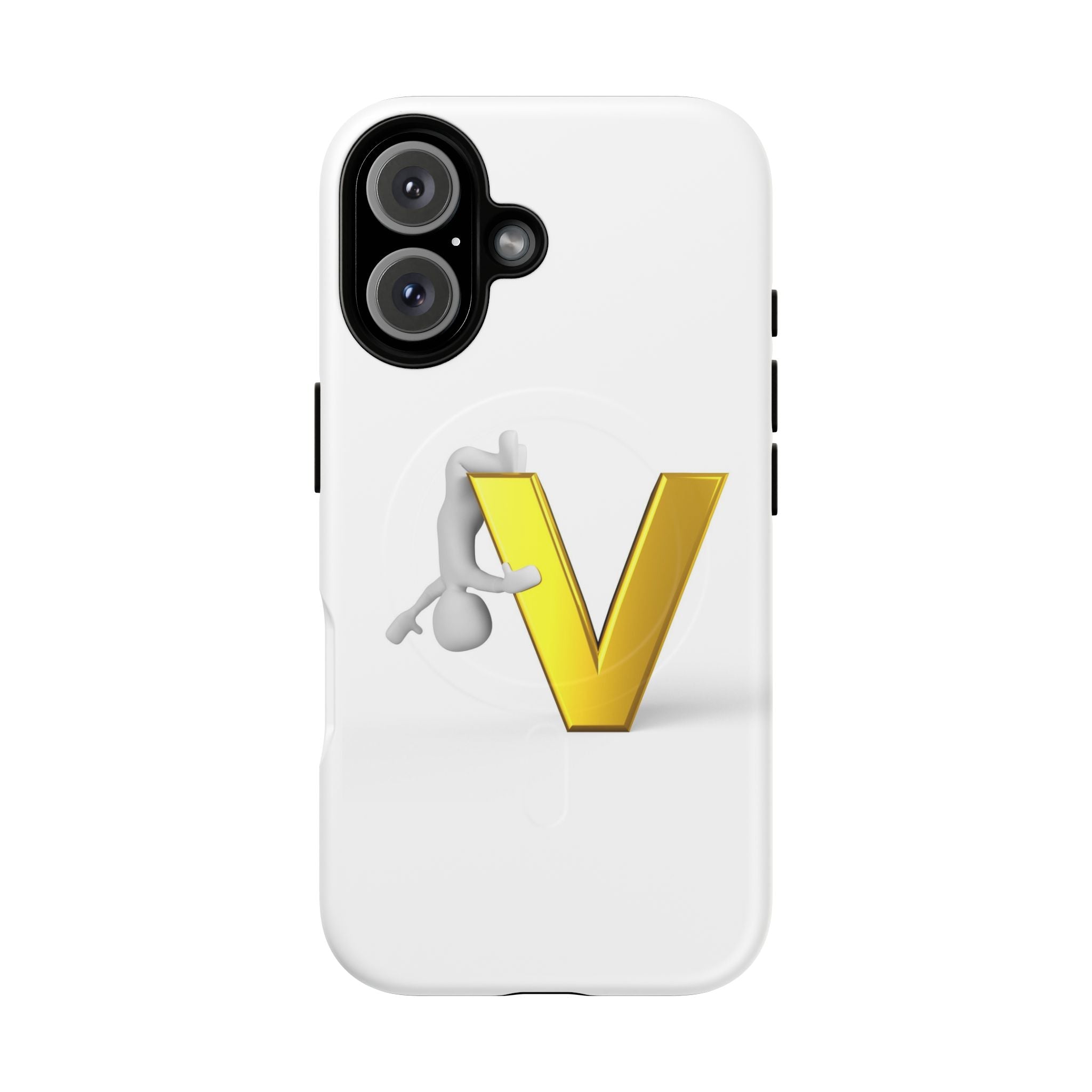 Coque de téléphone aimantée résistante 3D lettre V jaune | Coque iPhone Monogramme V