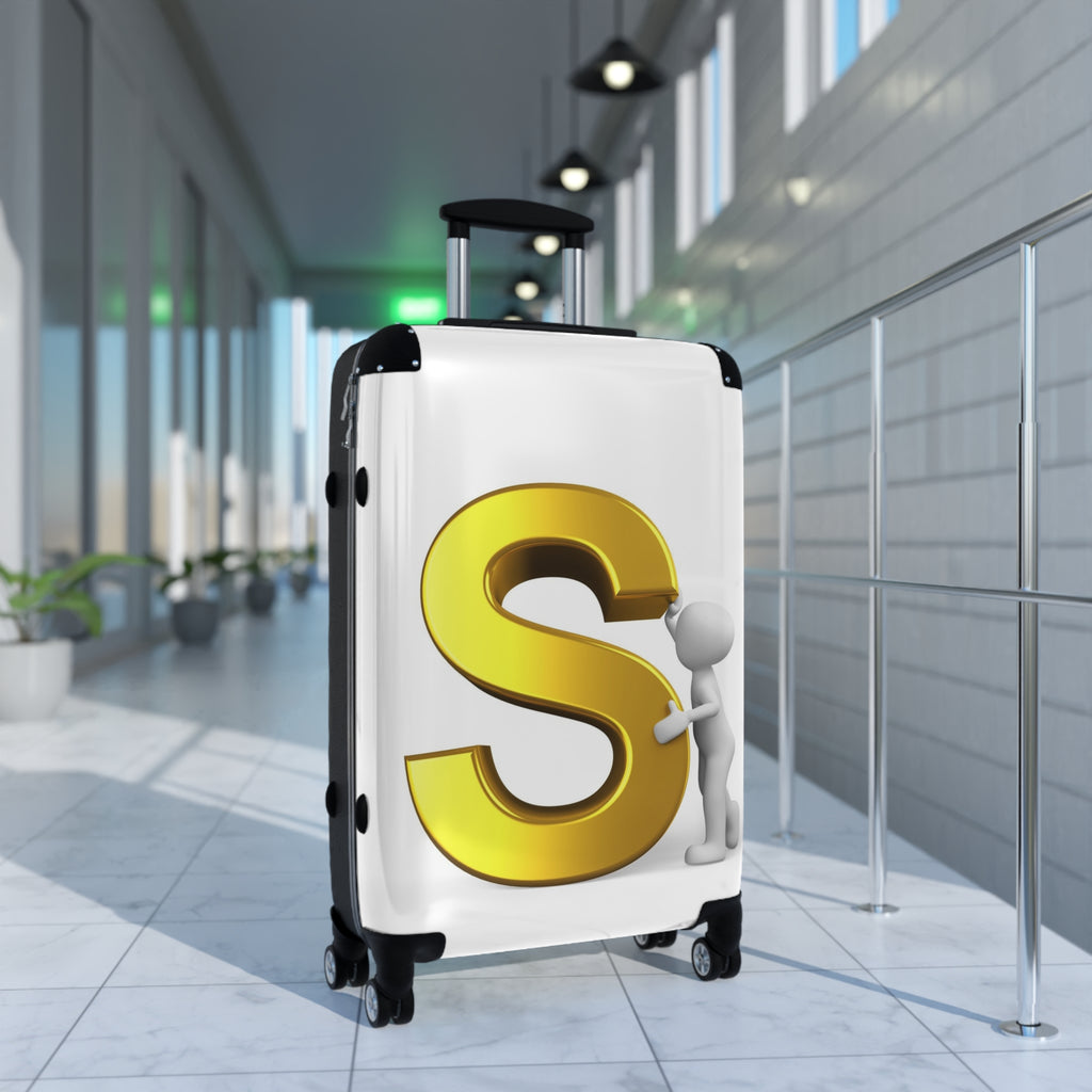 Gold Letter S Monogram Suitcase | Personalized Initial Luggage