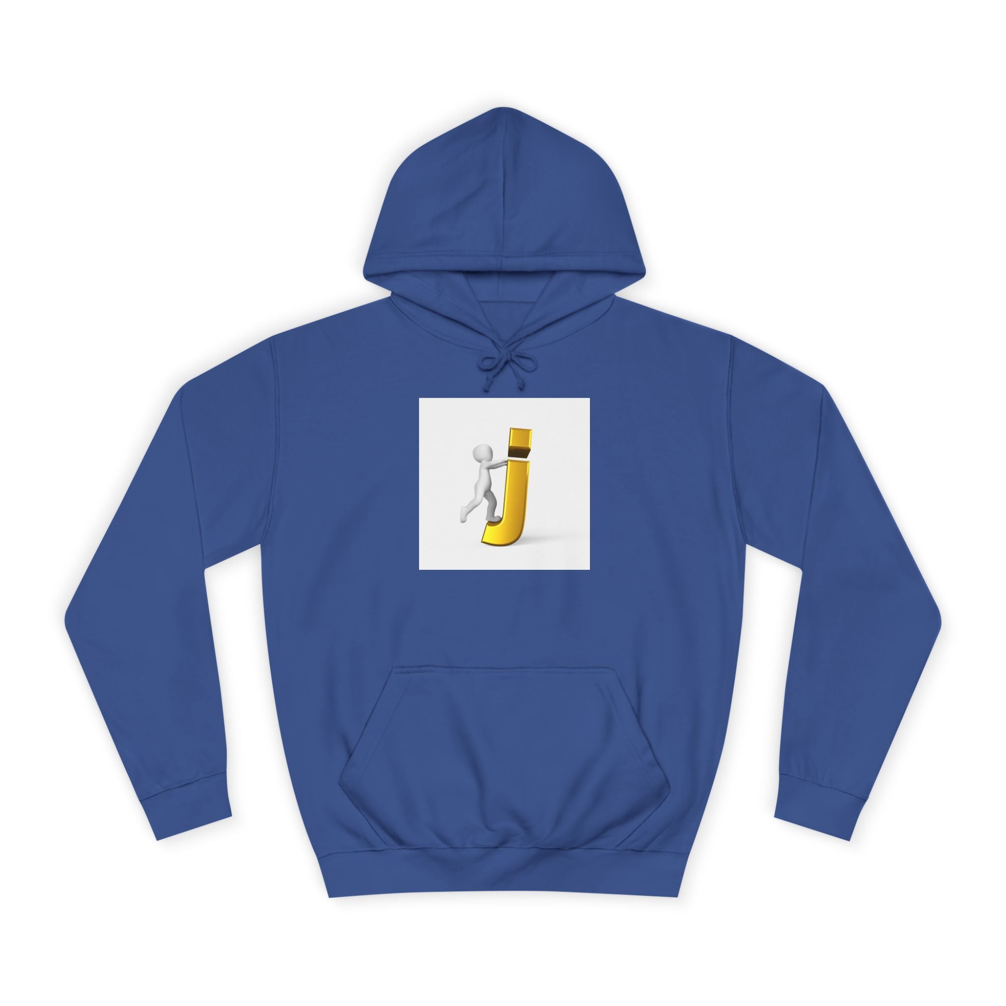 Sweat à capuche en 3D avec figurine bâton sur la lettre J en or | Monogramme initial lettre J