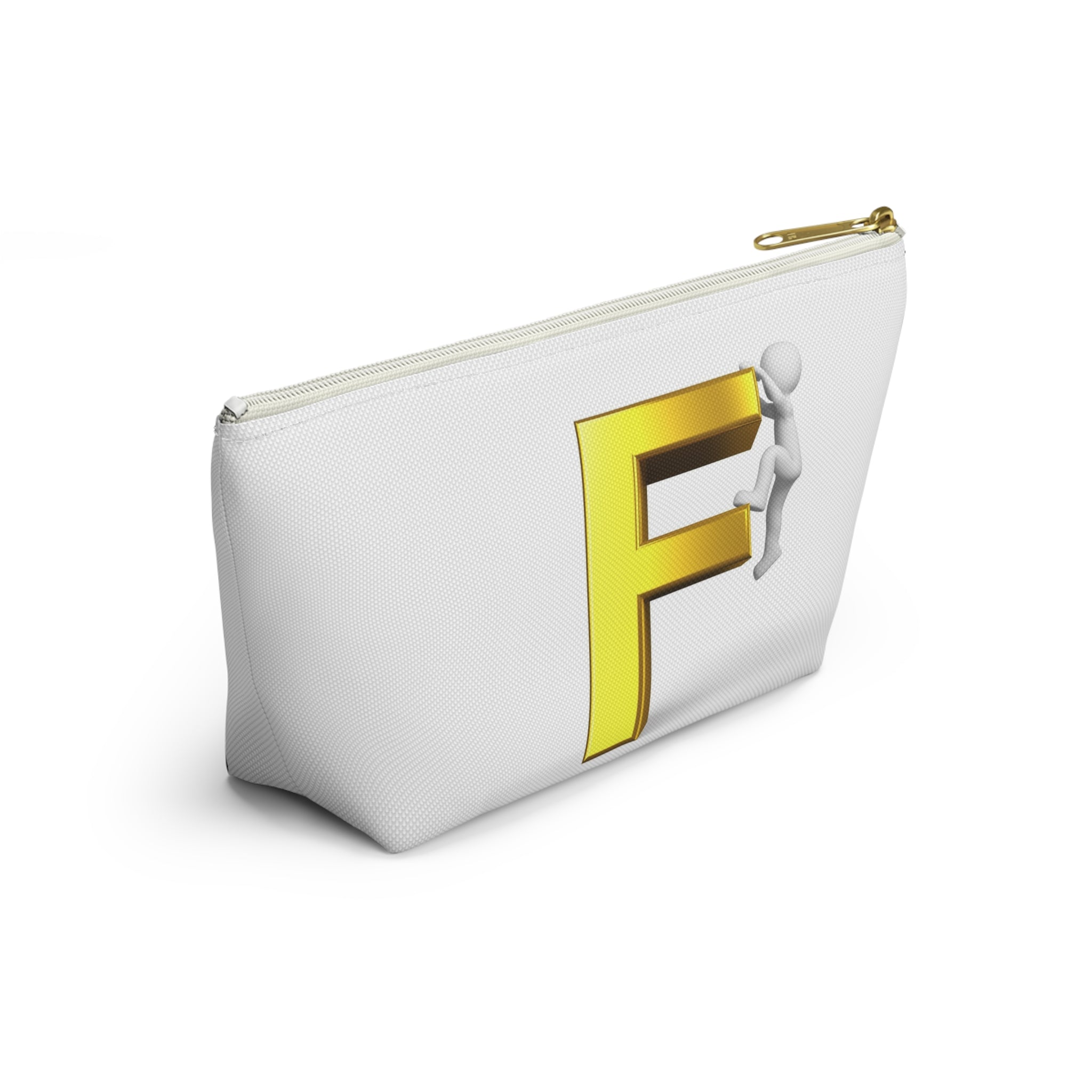 Gold Letter F Climber Accessory Pouch | Monogram Initial Makeup Bag