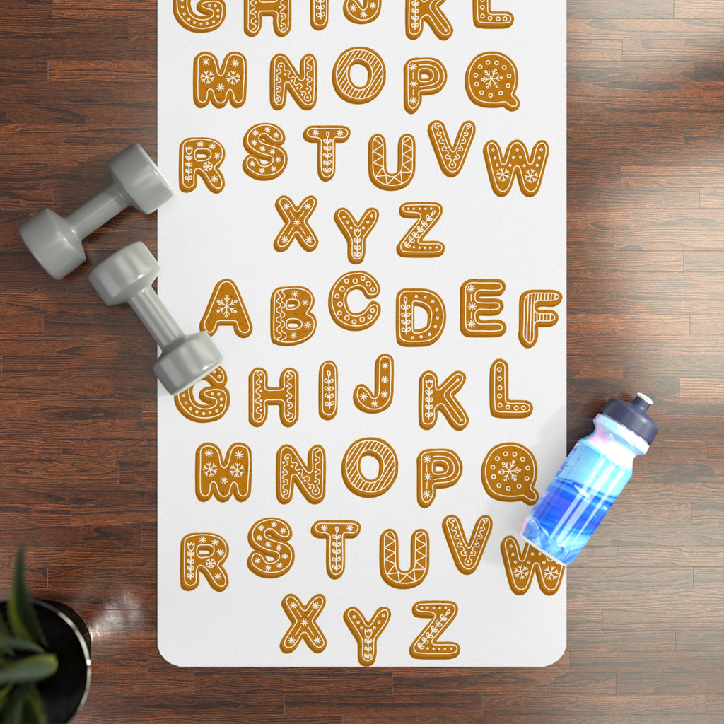 Alphabet Cookies Rubber Yoga Mat | Cookie Letter Pattern