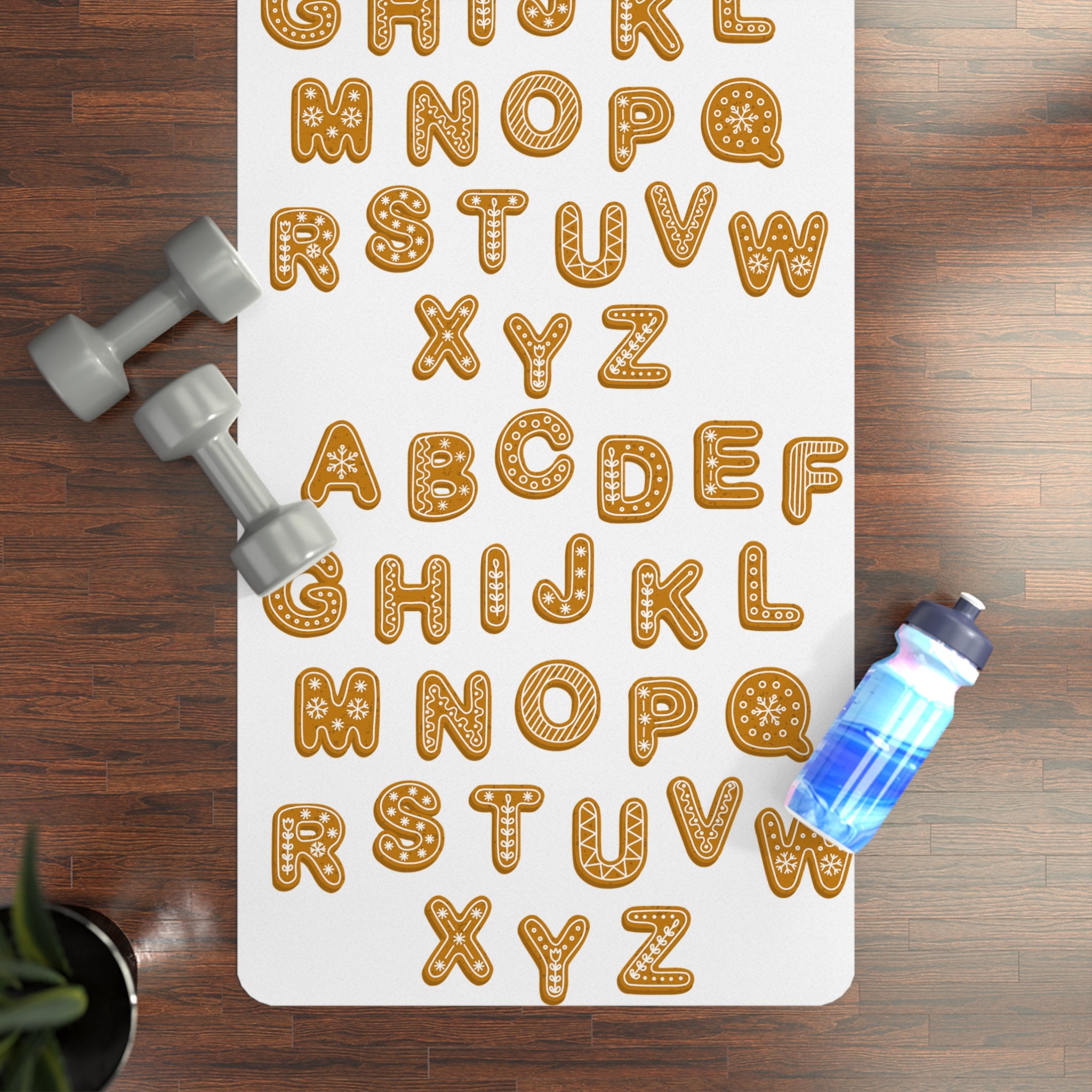 Alphabet Cookies Rubber Yoga Mat | Cookie Letter Pattern
