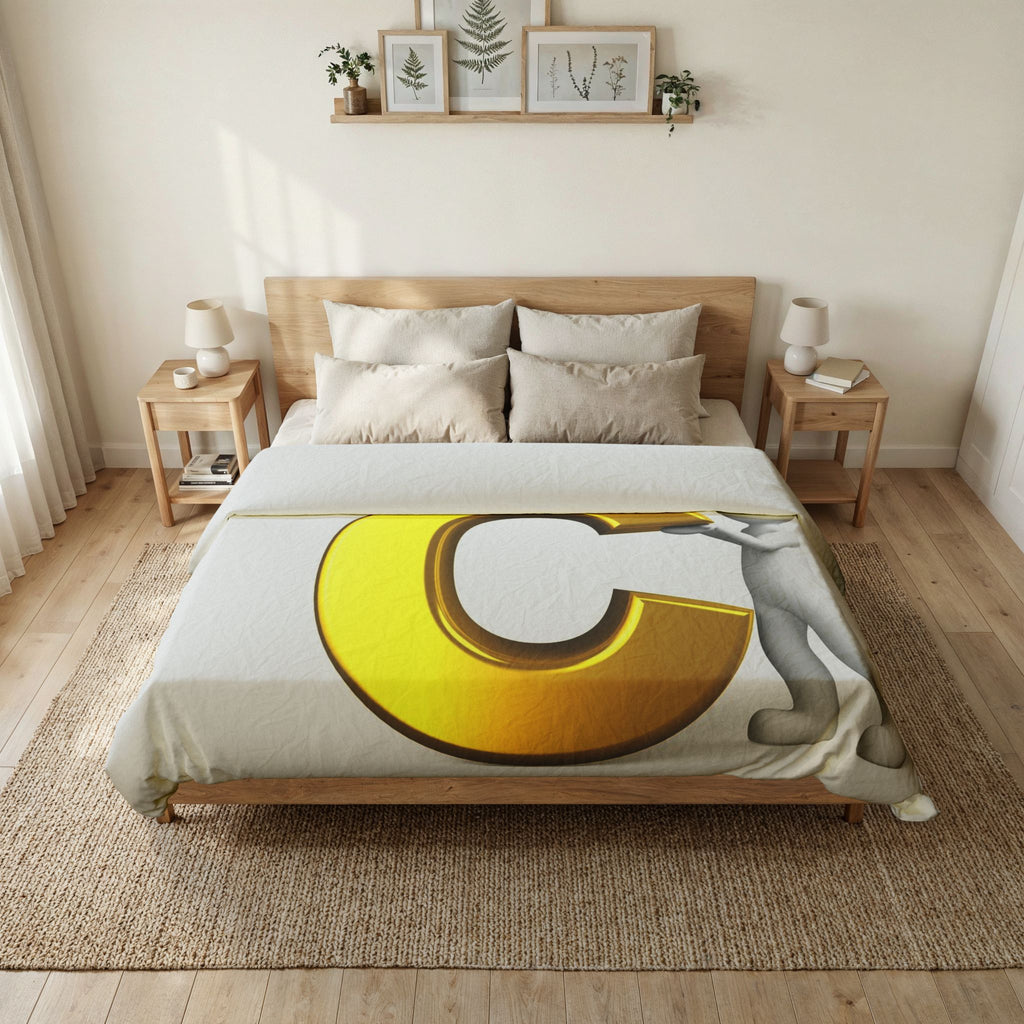 Gold Letter C Initial Duvet Cover | Monogram Bedding, Personalized Initial