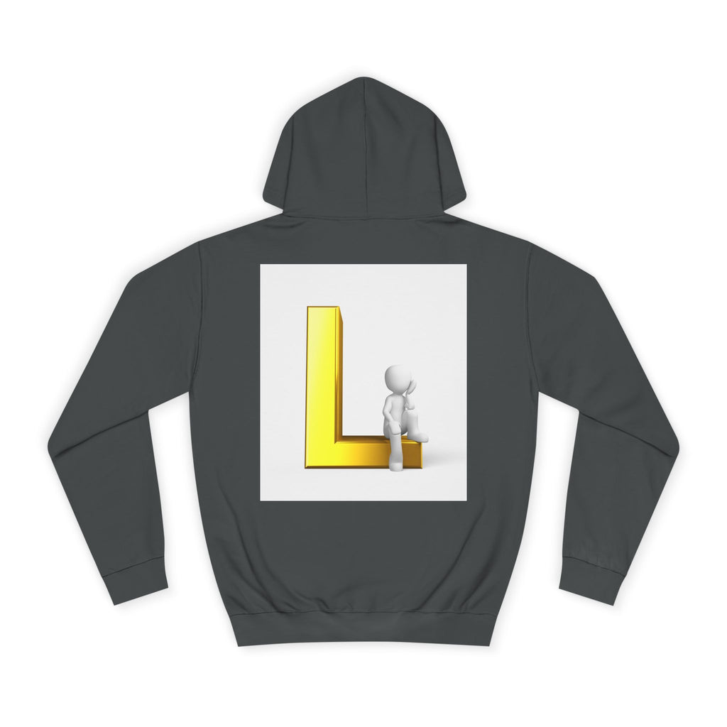 3D Letter L with Figure Hoodie | Initial L Sweatshirt