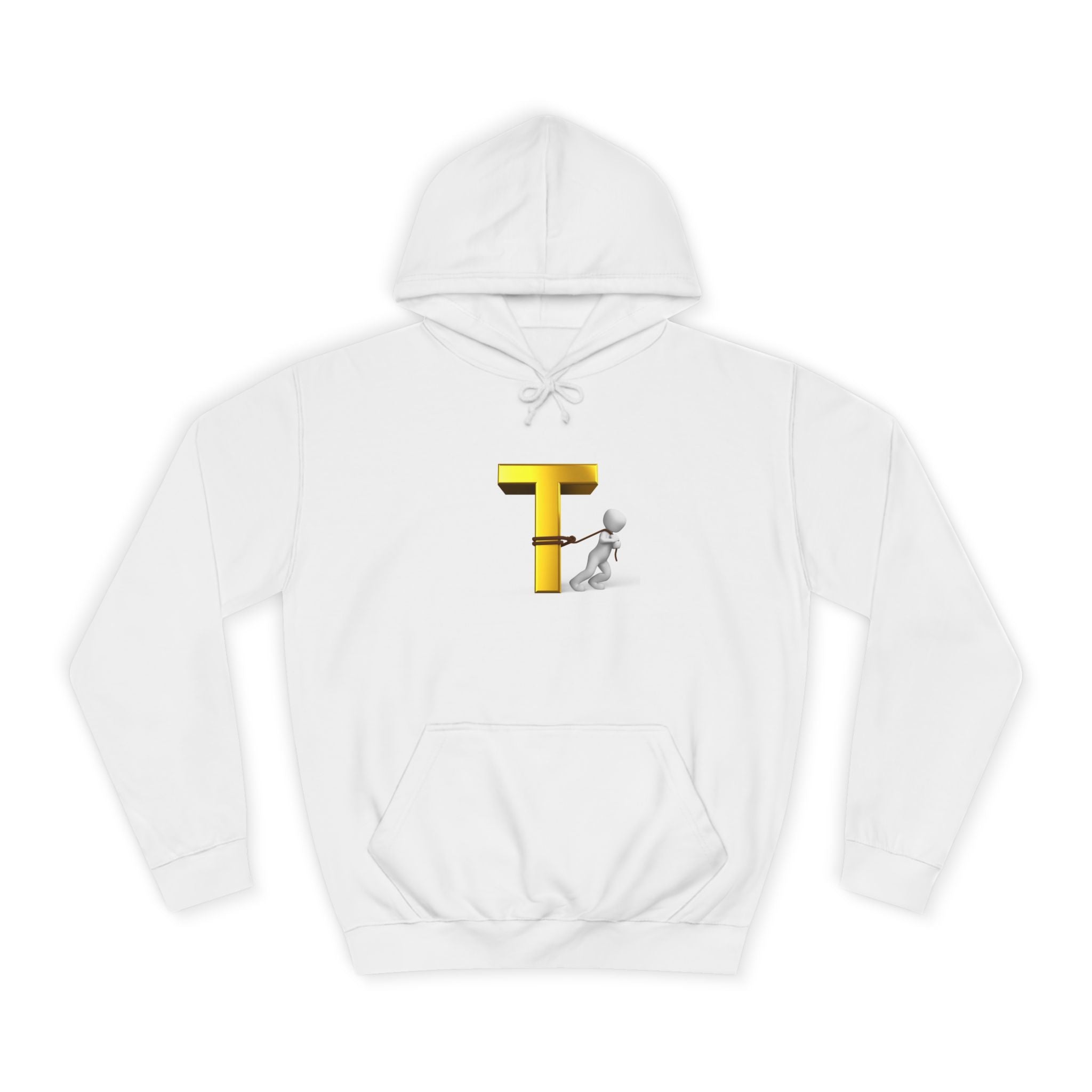 Letter T Mascot Pulling Block T Hoodie | Monogram Initial T Sweatshirt