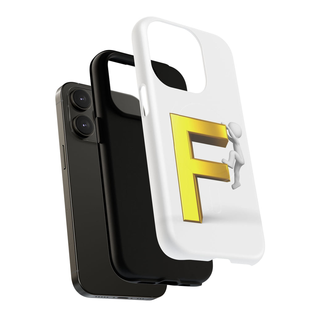 3D Gold Letter F Climber Phone Case | Magnetic Tough Case