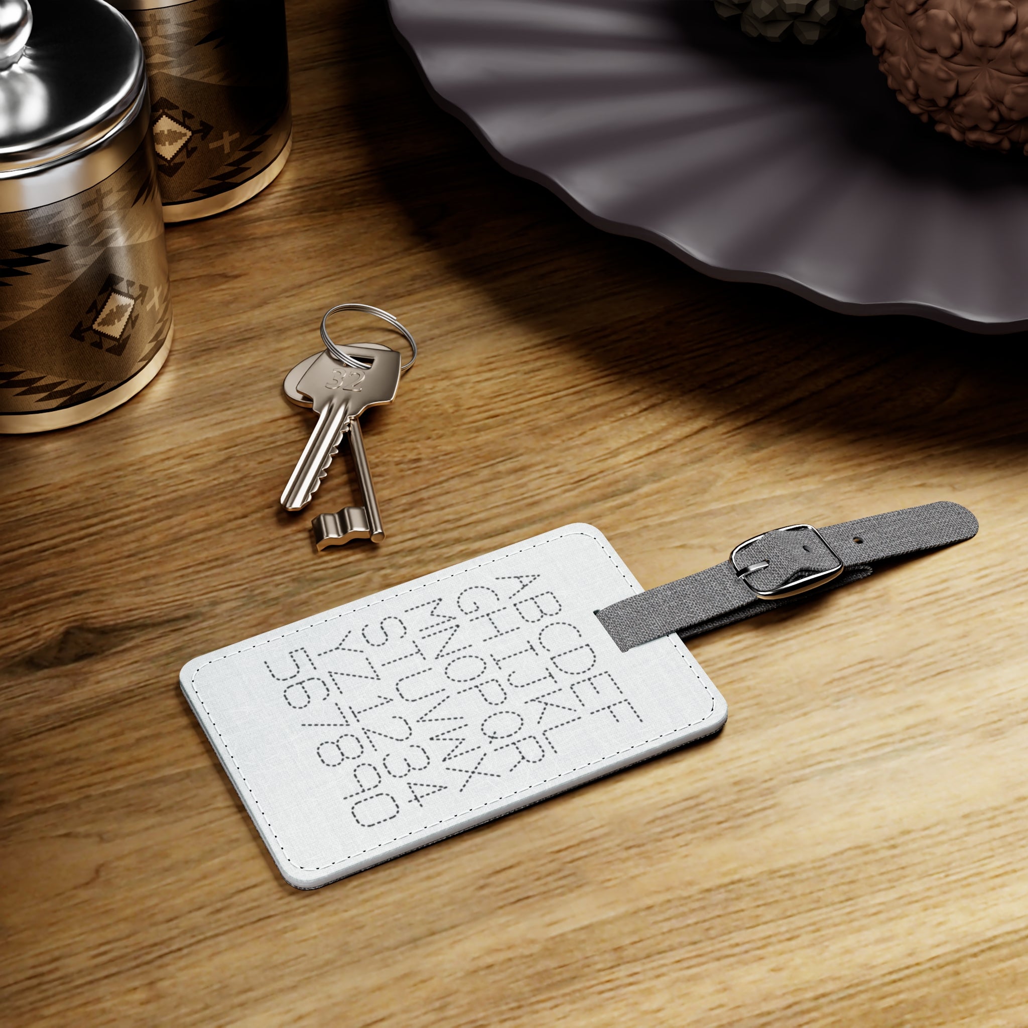Monogram Alphabet Numbers Luggage Tag | Saffiano Polyester Rectangle