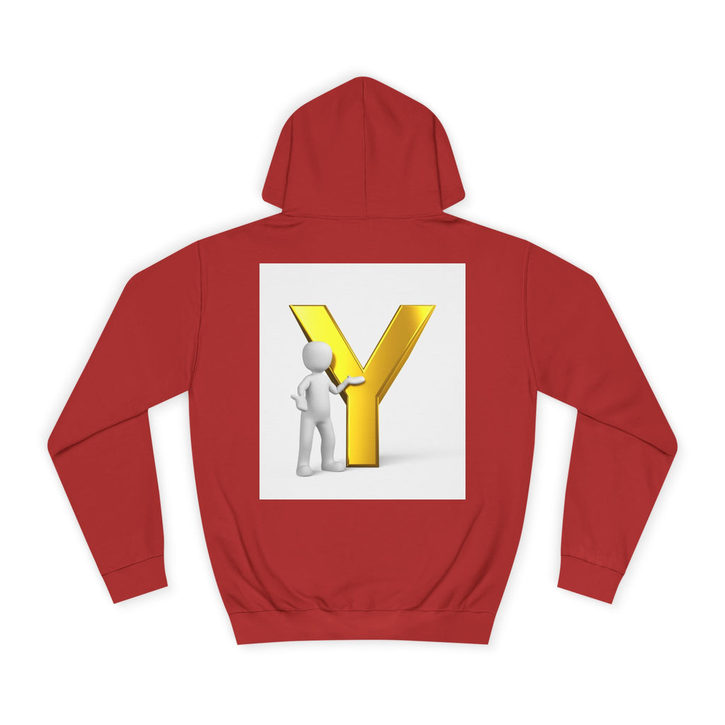 3D Gold Letter Y with Figure Hoodie | Initial Monogram Sweatshirt