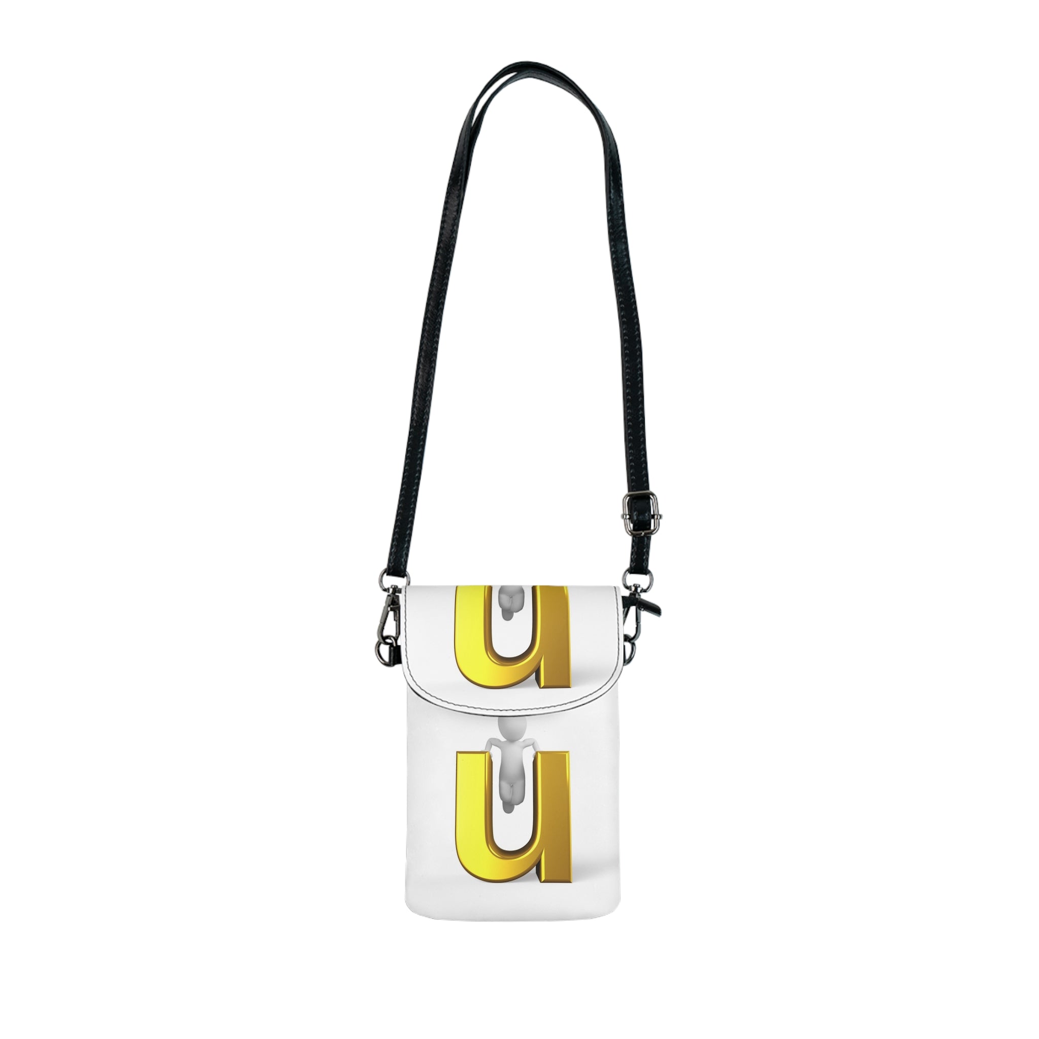 Yellow Letter U Small Cell Phone Wallet | Crossbody Phone Pouch
