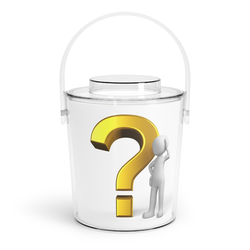 Gold Question Mark Figure Ice Bucket with Tongs | Novelty Bar Accessory