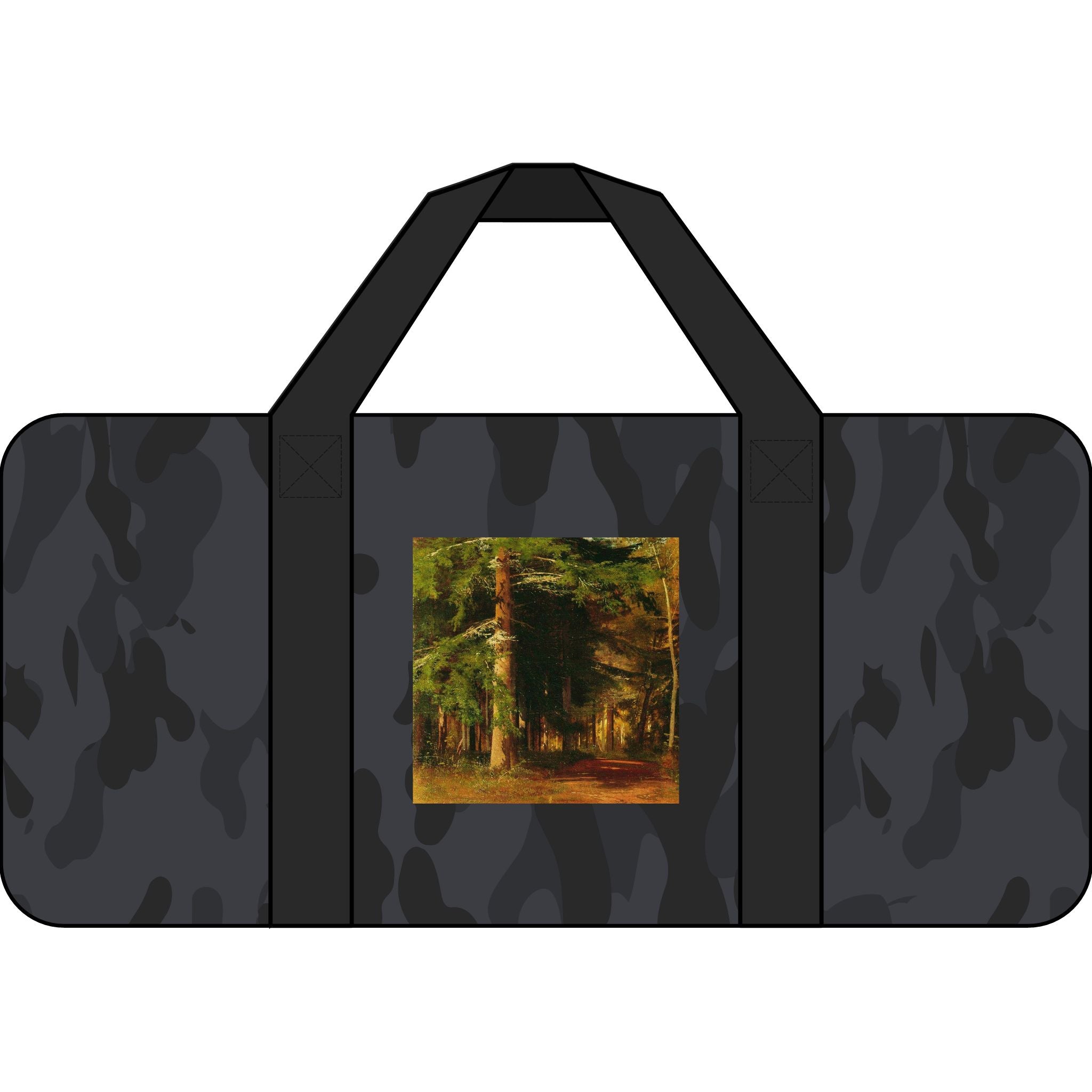 Sac polochon Forêt Enchantée | scène de nature, sangles à carreaux ou camouflage