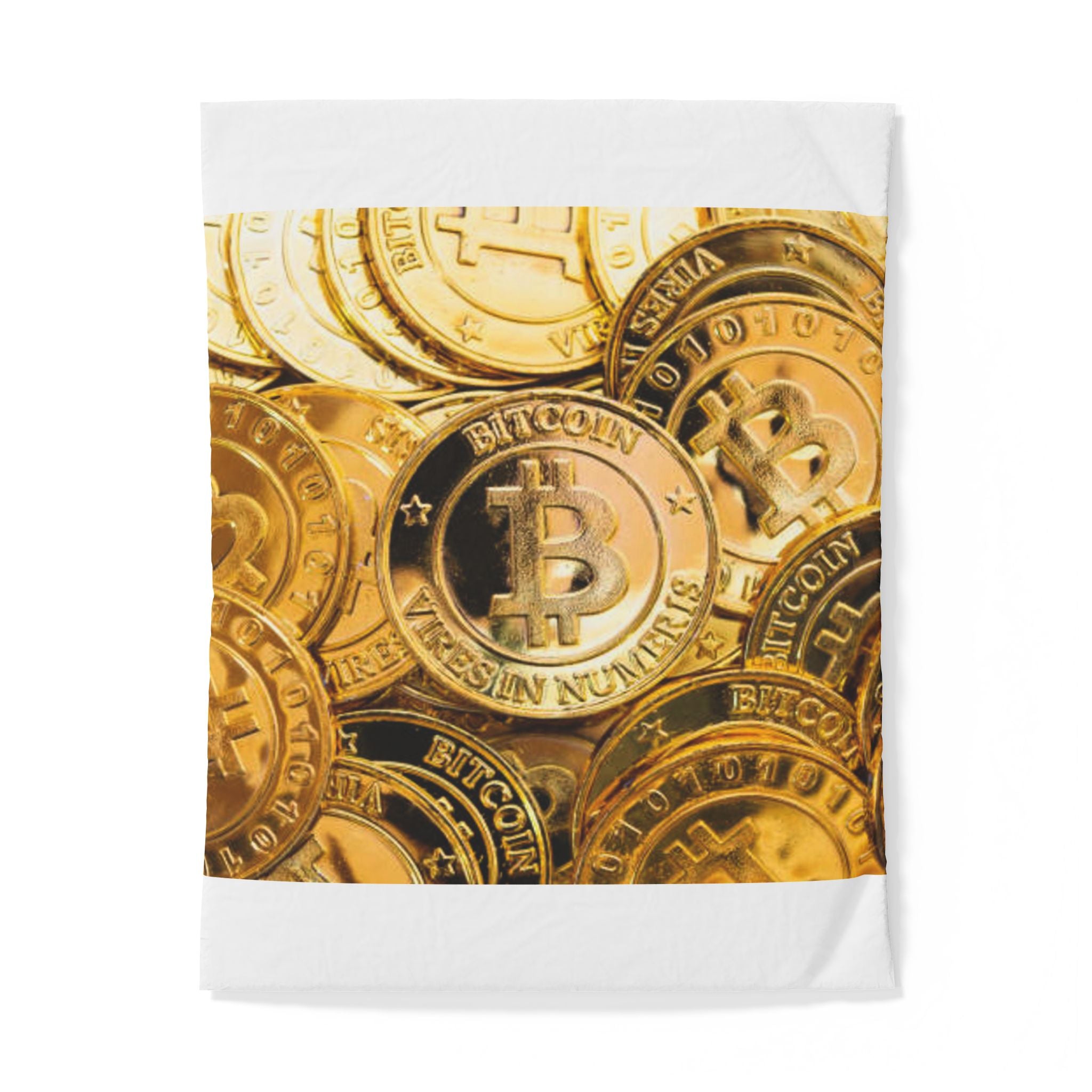 Housse de couette pile de pièces Bitcoin | Parure de lit crypto-monnaie, imprimé pièces d'or
