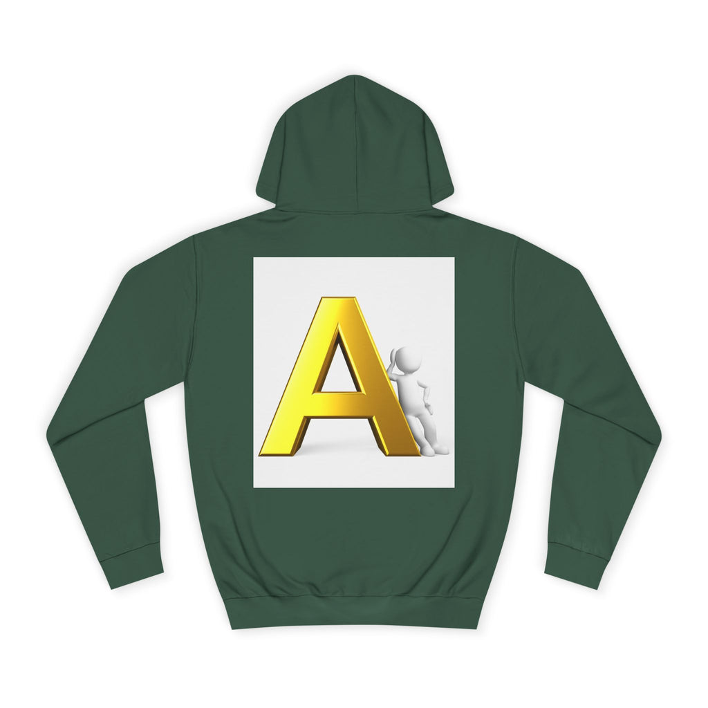 Gold 3D Letter A Hoodie | Monogram Initial A sweatshirt