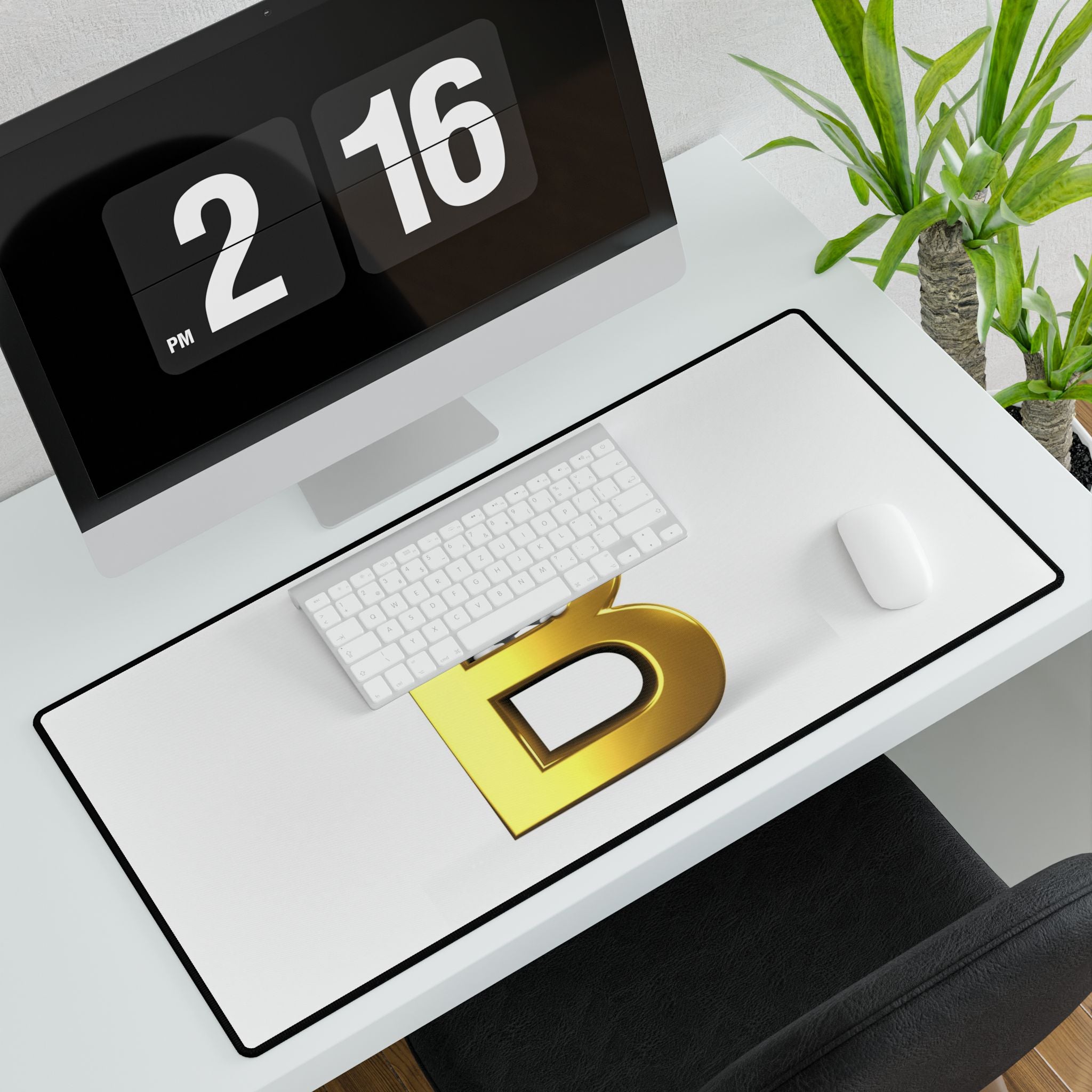 Gold Letter B Desk Mat | Large Keyboard Mouse Pad