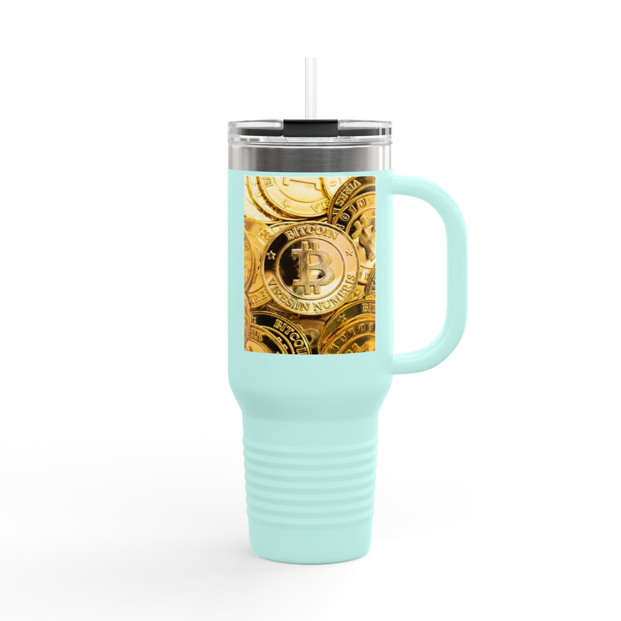 Bitcoin Coin Pattern Travel Mug | 40 oz Insulated Tumbler