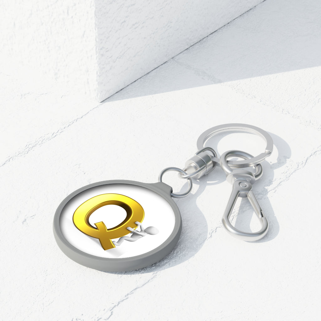 Gold Letter Q with Climber Keyring Tag | Initial Keychain