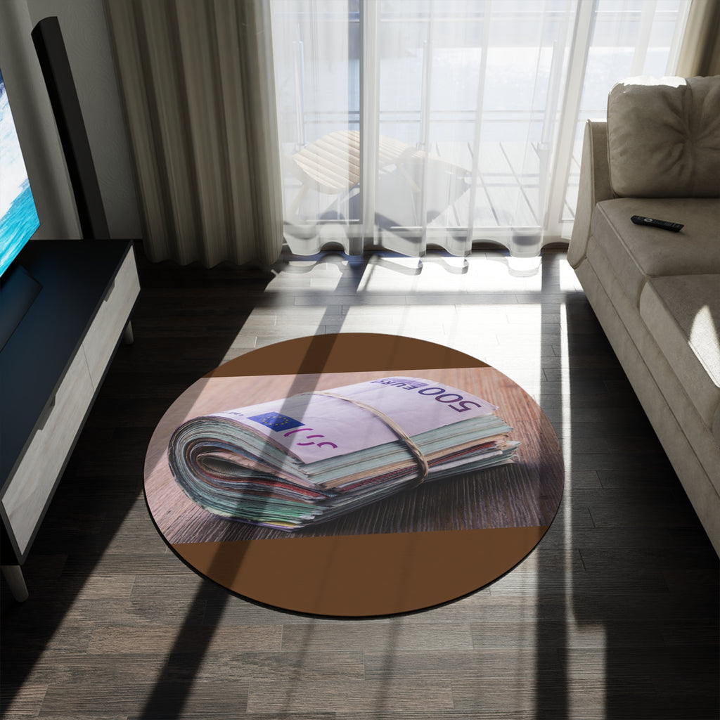 Stack of Euro Bills Round Rug | Money Print Floor Mat