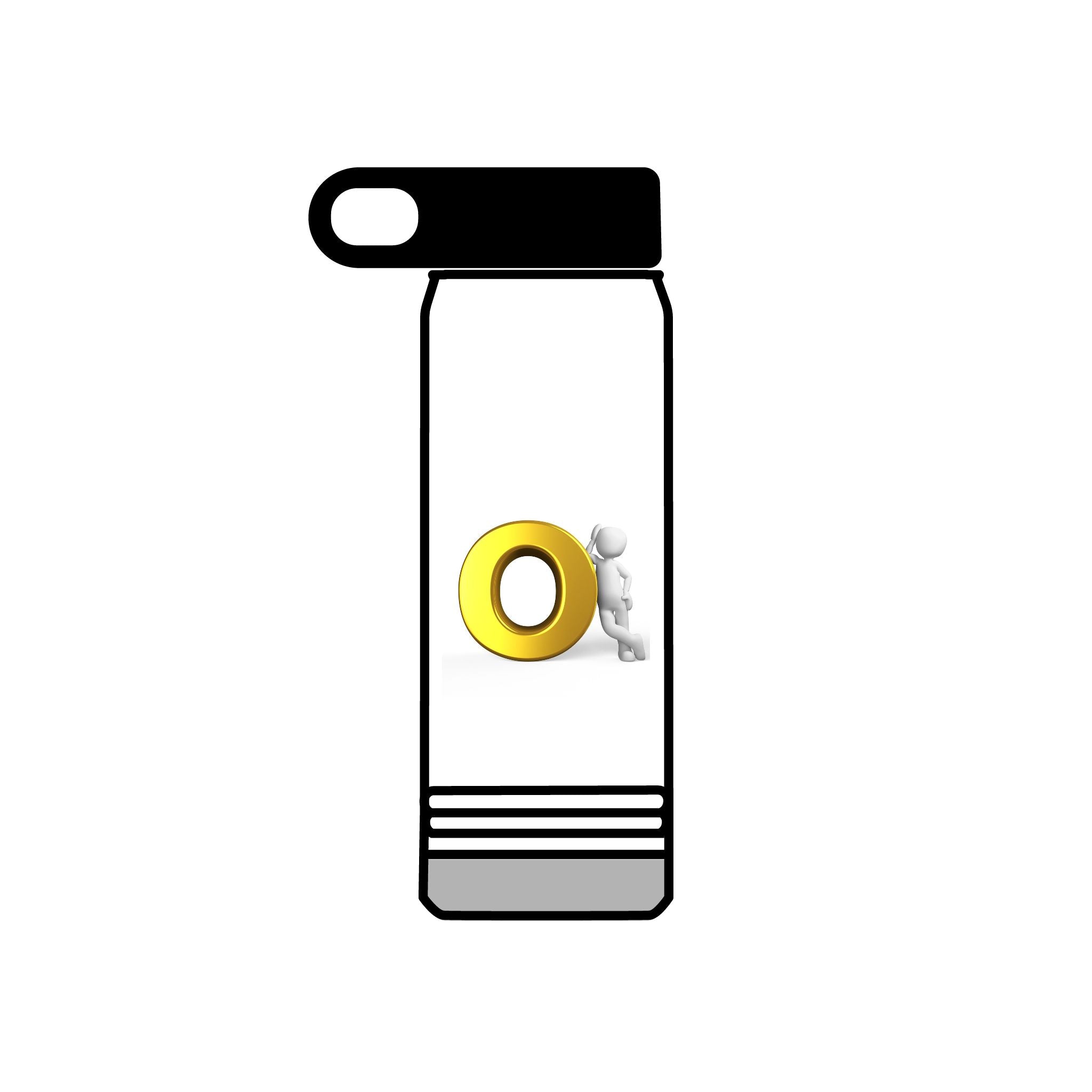 3D Figure Pushing Gold Letter O Water Bottle | 20oz