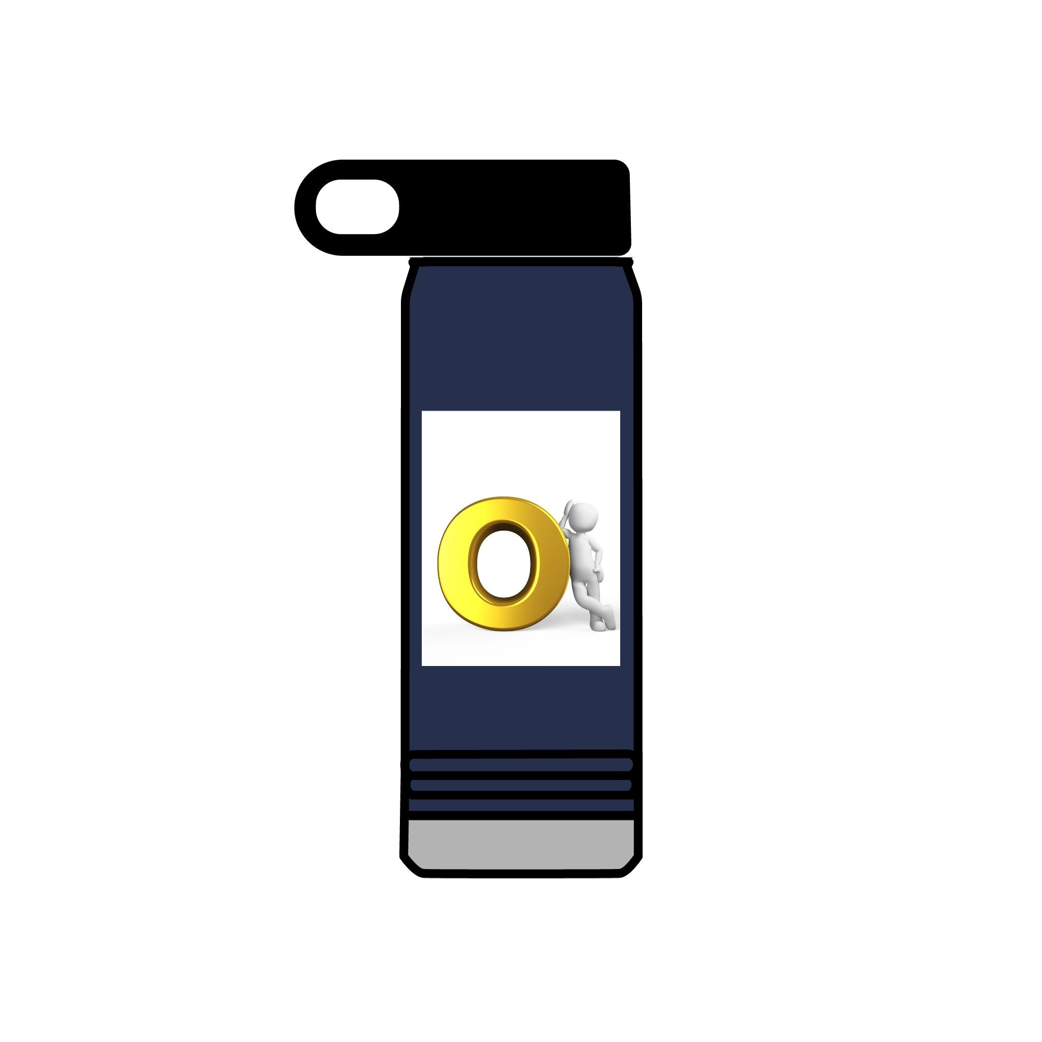 3D Figure Pushing Gold Letter O Water Bottle | 20oz