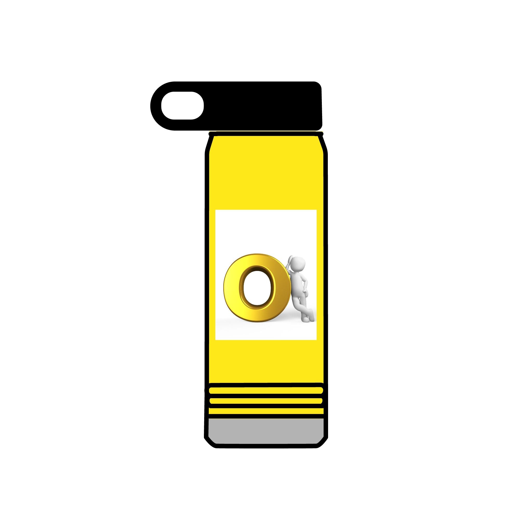 3D Figure Pushing Gold Letter O Water Bottle | 20oz