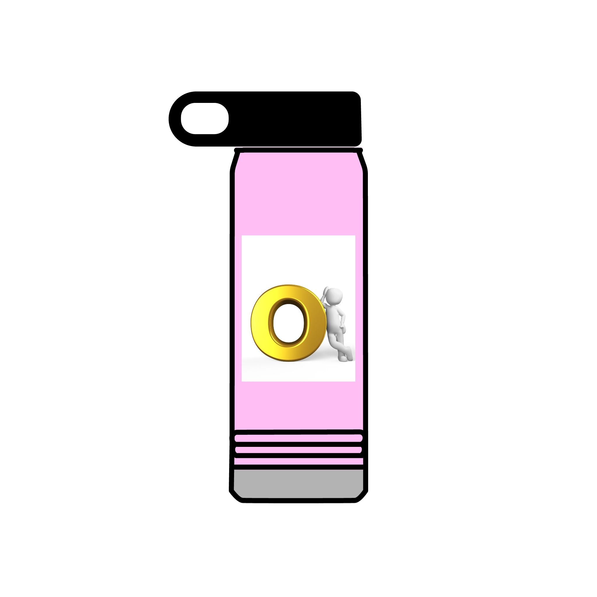 3D Figure Pushing Gold Letter O Water Bottle | 20oz