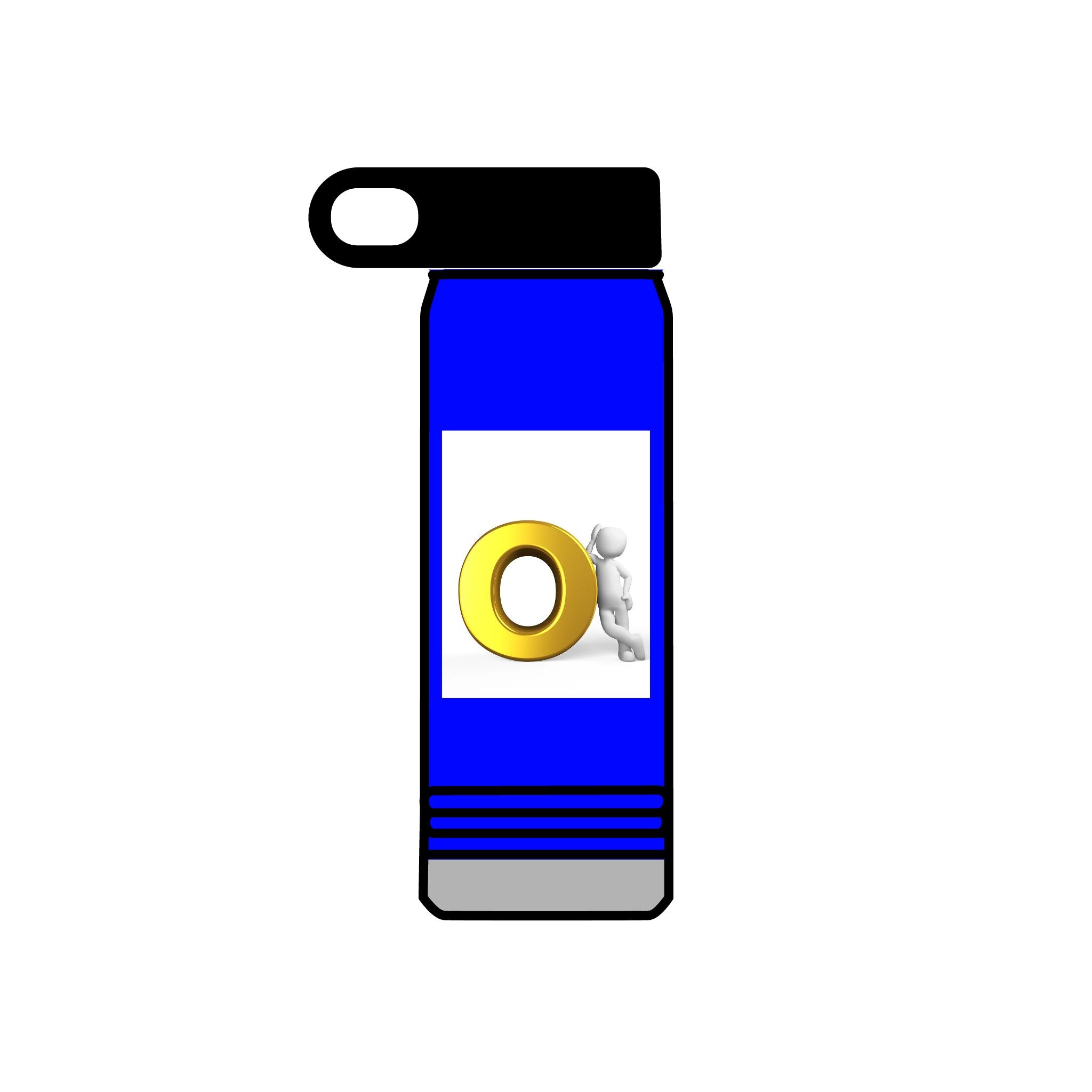 3D Figure Pushing Gold Letter O Water Bottle | 20oz