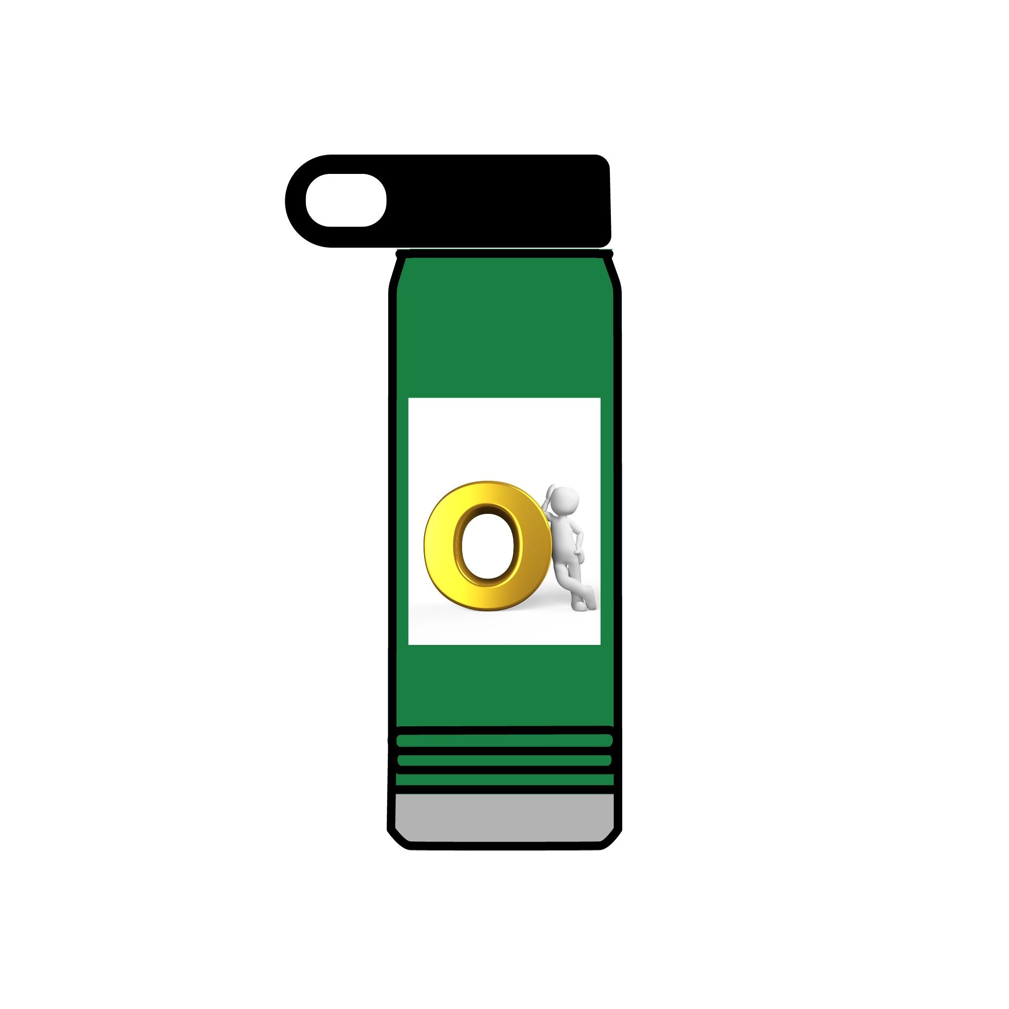 3D Figure Pushing Gold Letter O Water Bottle | 20oz