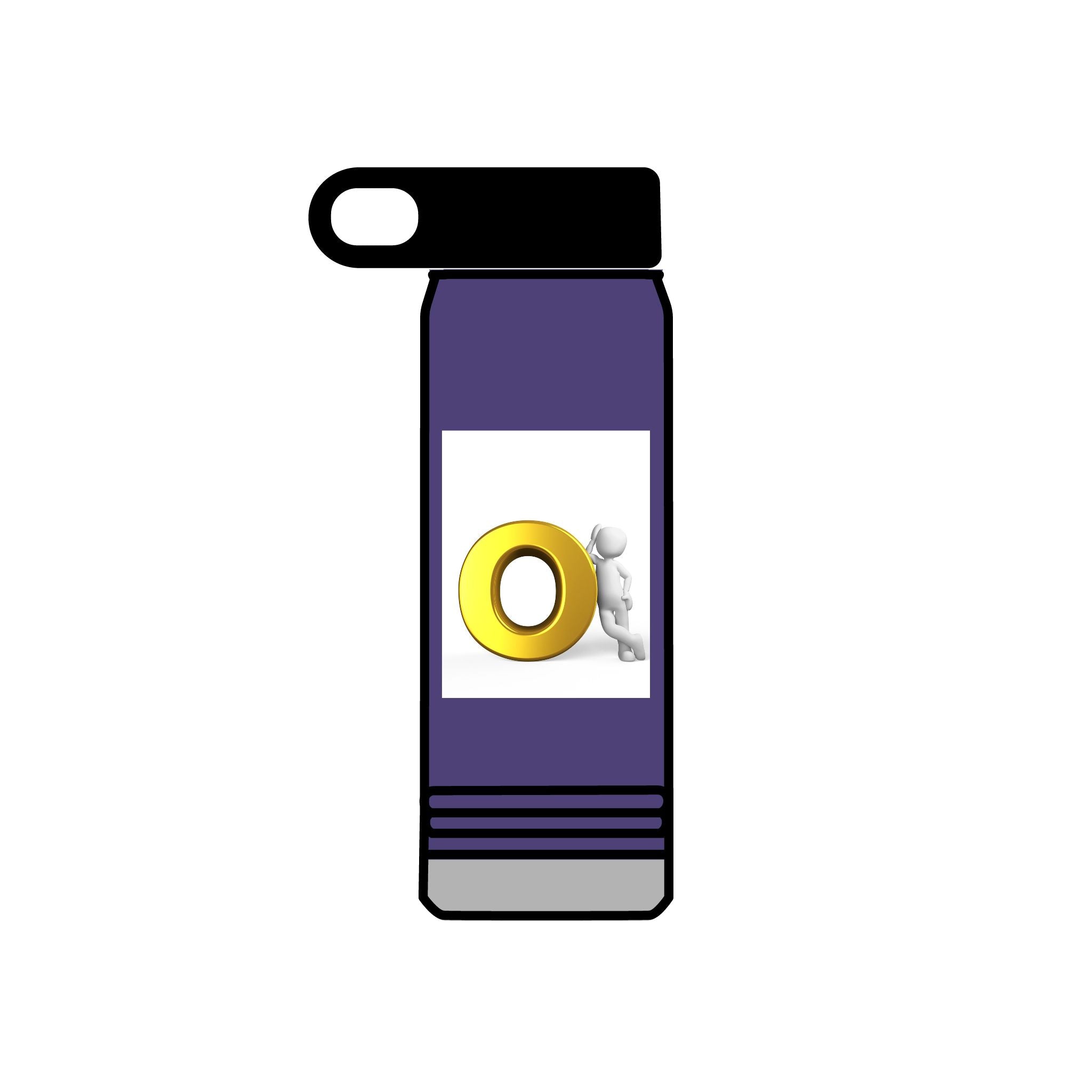 3D Figure Pushing Gold Letter O Water Bottle | 20oz