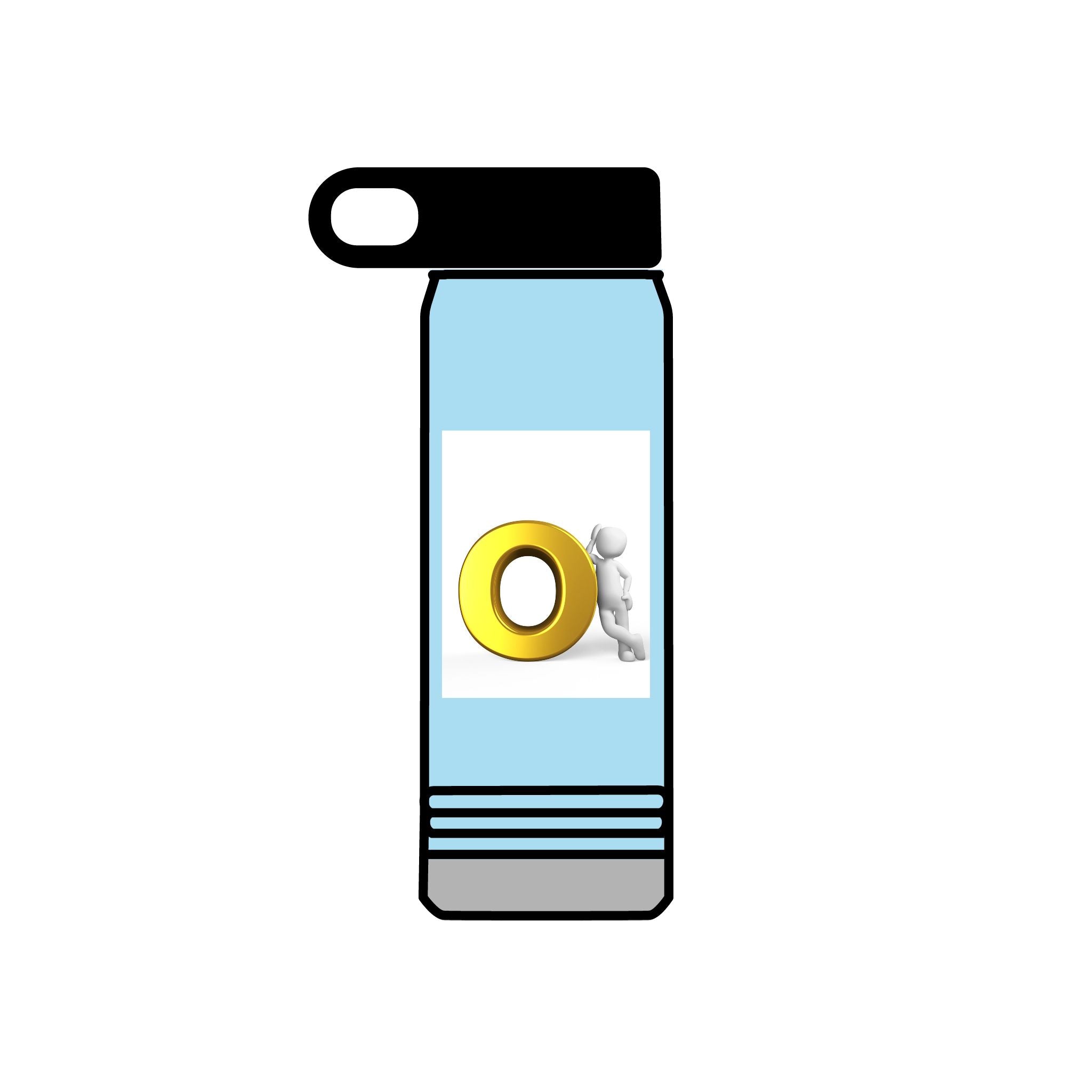 3D Figure Pushing Gold Letter O Water Bottle | 20oz