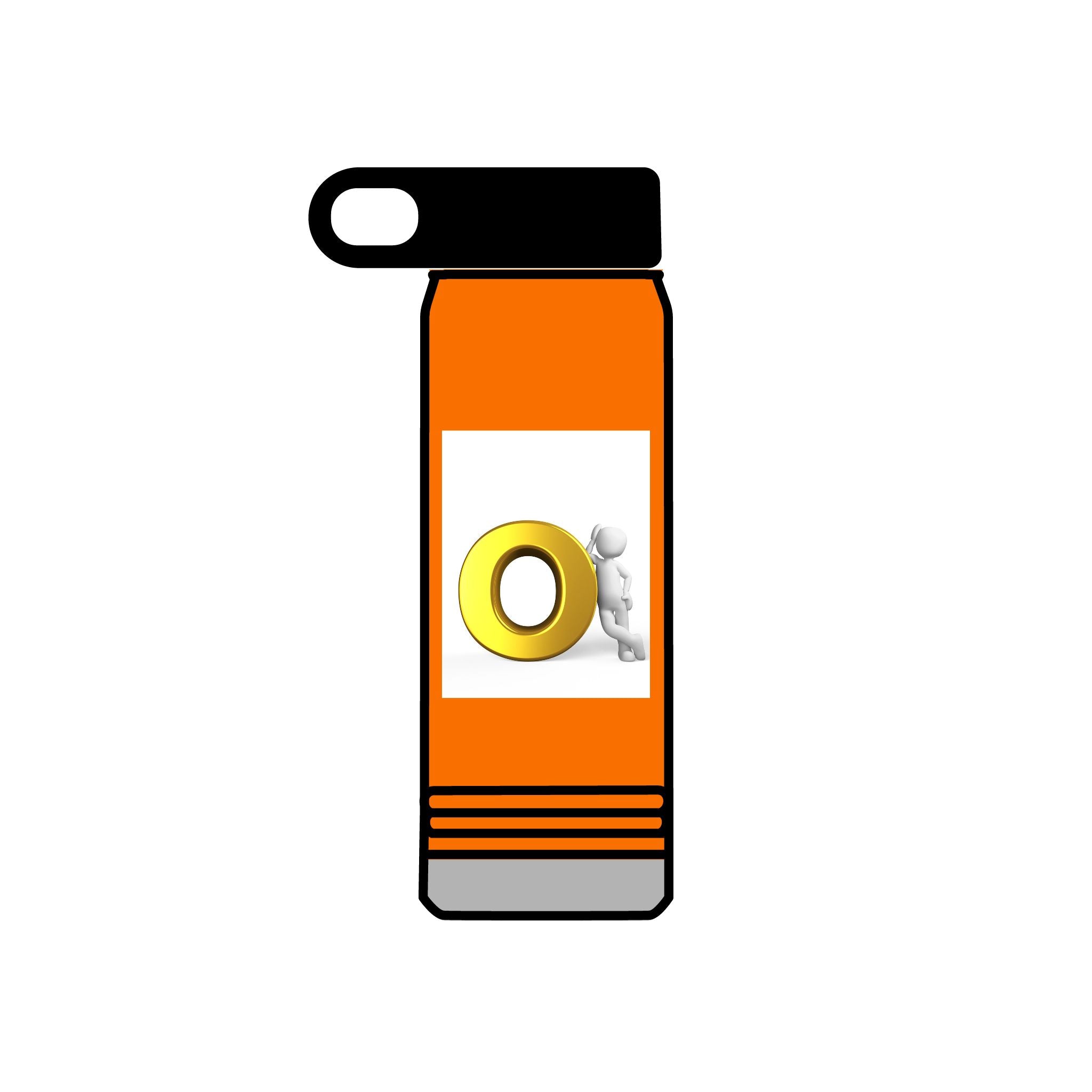 3D Figure Pushing Gold Letter O Water Bottle | 20oz