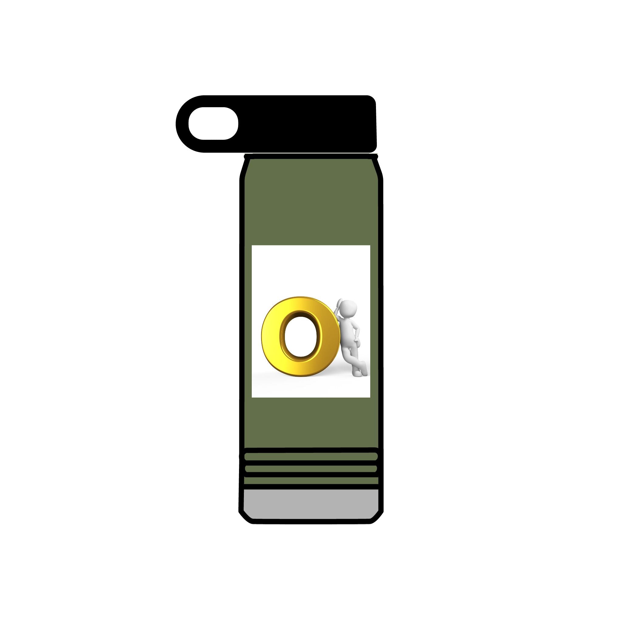 3D Figure Pushing Gold Letter O Water Bottle | 20oz
