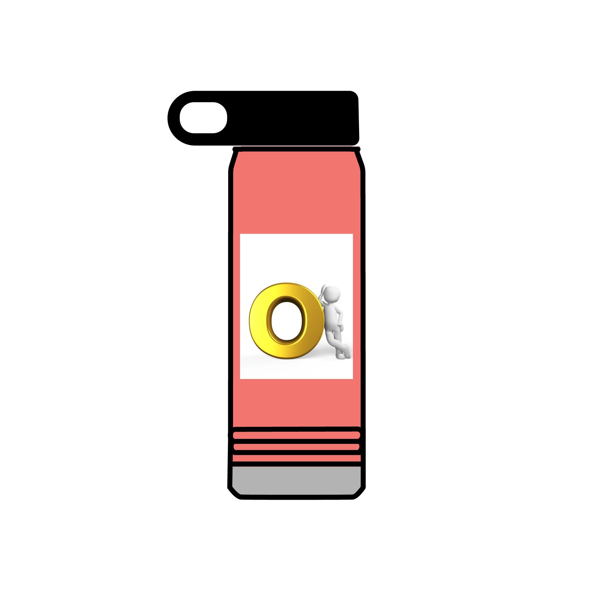 3D Figure Pushing Gold Letter O Water Bottle | 20oz