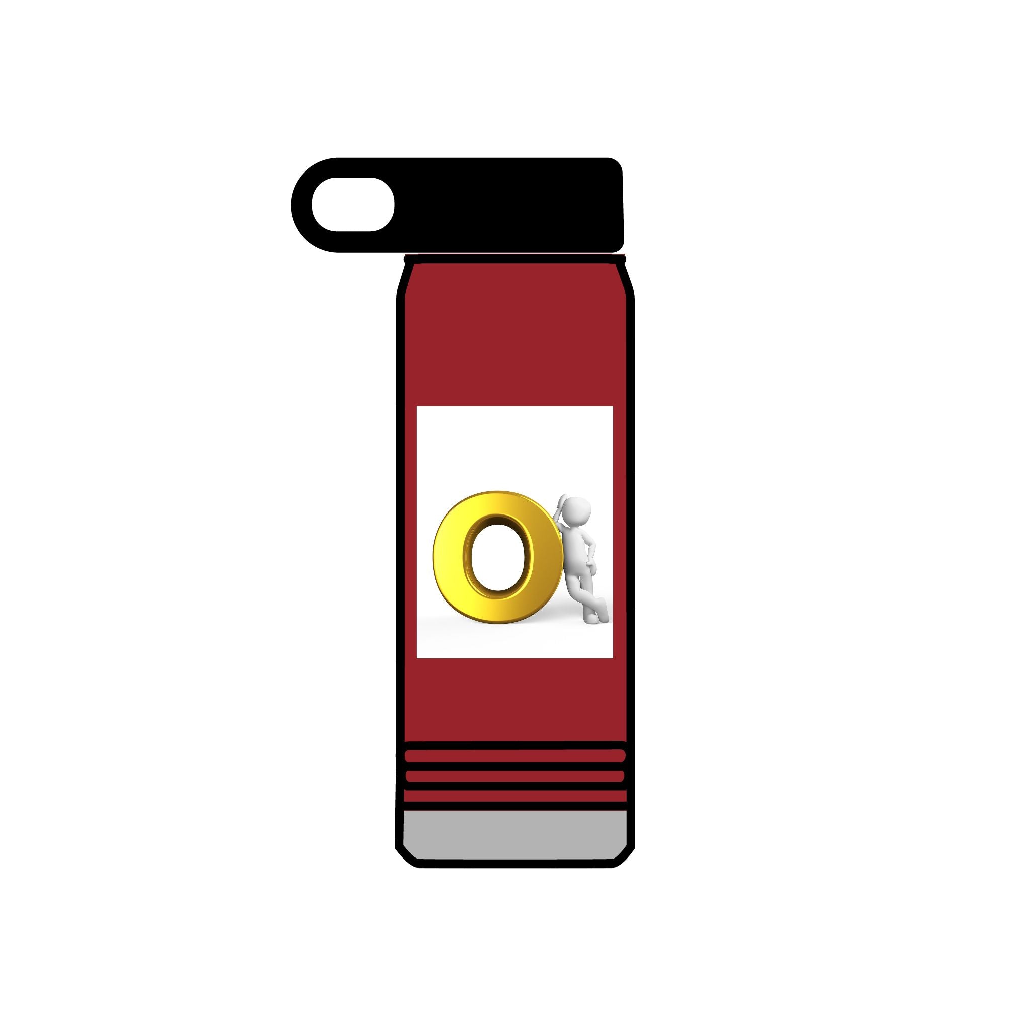 3D Figure Pushing Gold Letter O Water Bottle | 20oz
