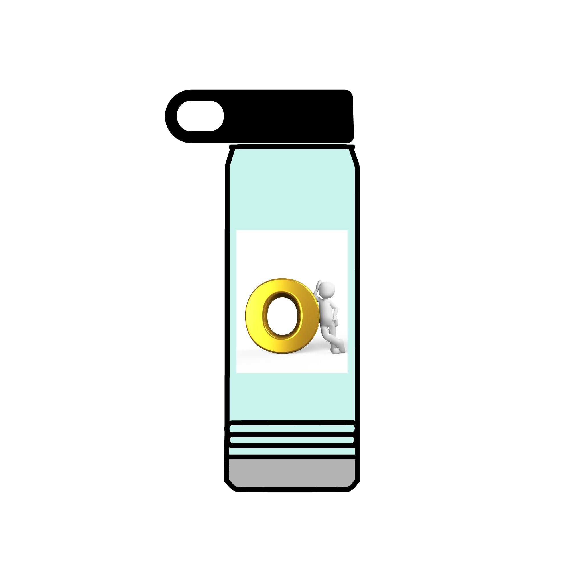 3D Figure Pushing Gold Letter O Water Bottle | 20oz