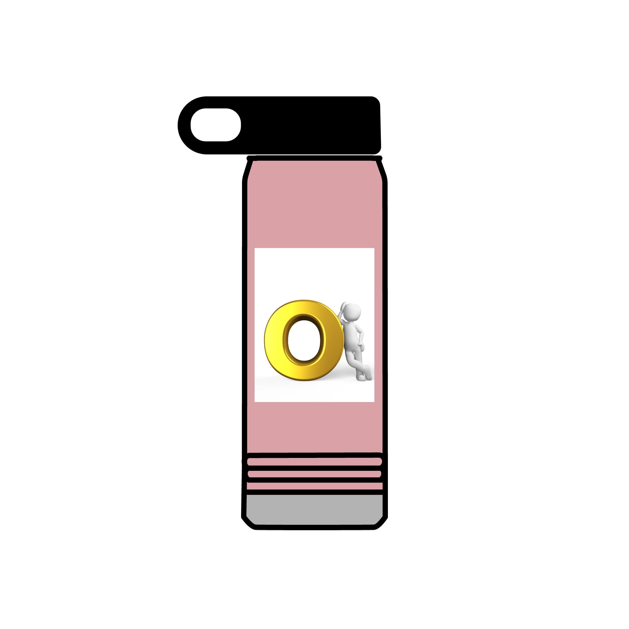 3D Figure Pushing Gold Letter O Water Bottle | 20oz