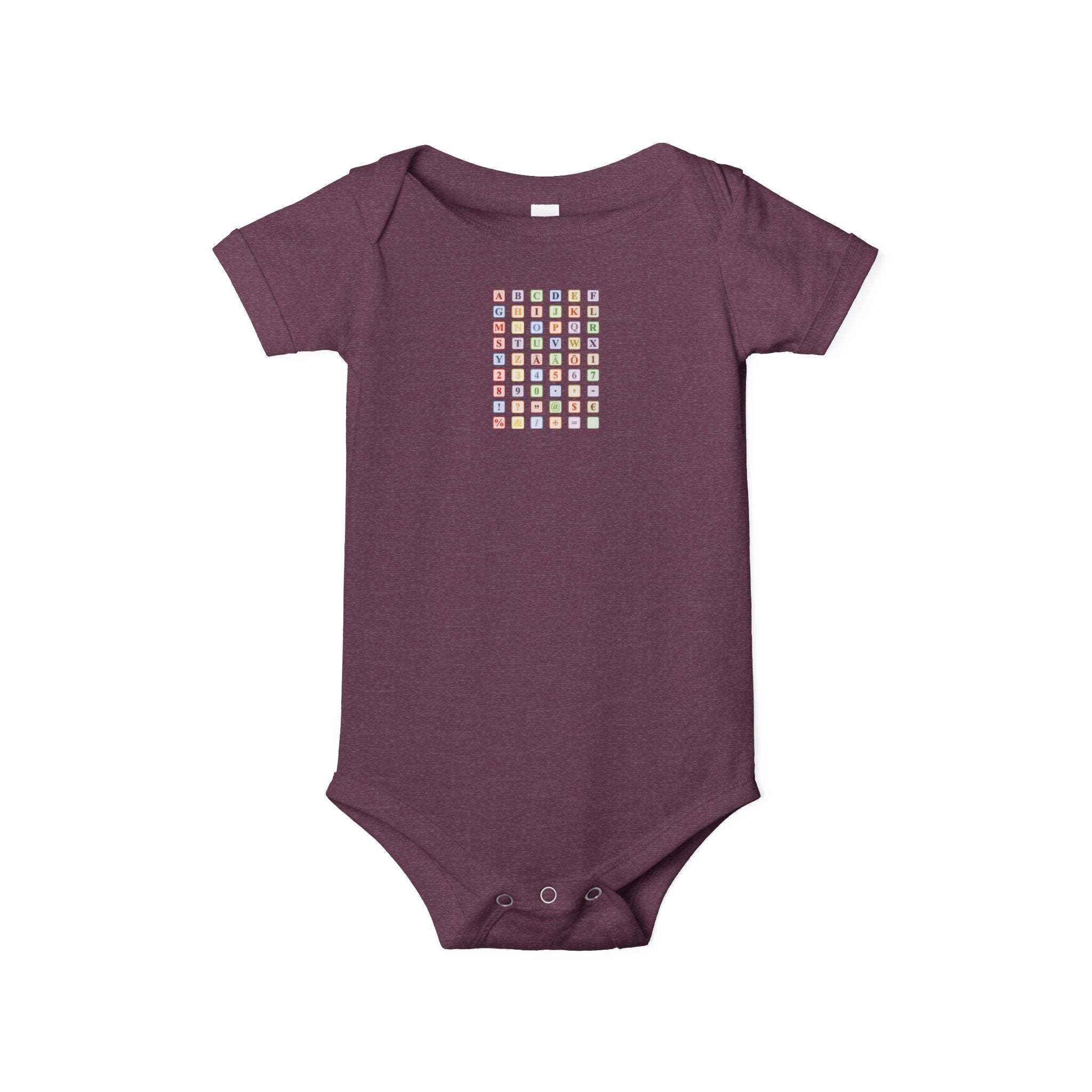 Barboteuse bébé à grille alphabétique colorée