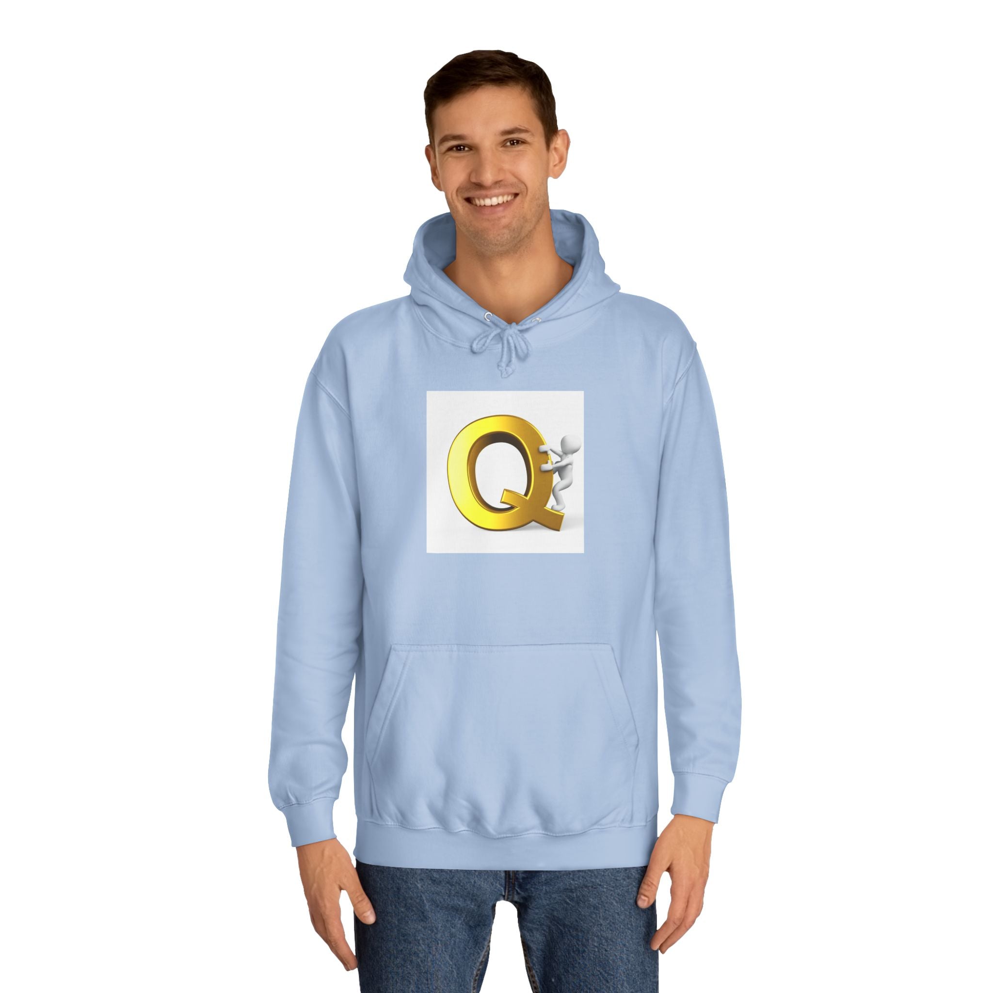 Golden Q Letter Hoodie | 3D Character Climbing Initial Sweatshirt