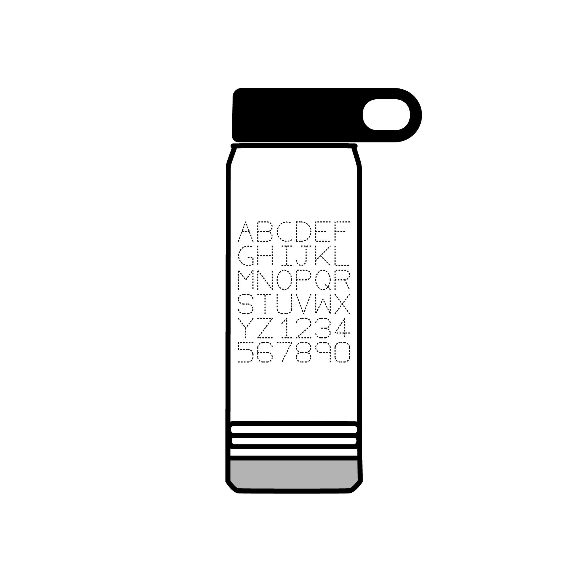 Alphabet Grid Water Bottle, 20oz | Minimal Monogram Lettering