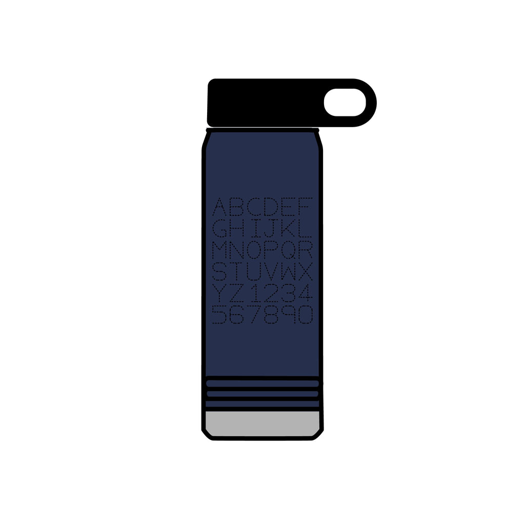 Alphabet Grid Water Bottle, 20oz | Minimal Monogram Lettering