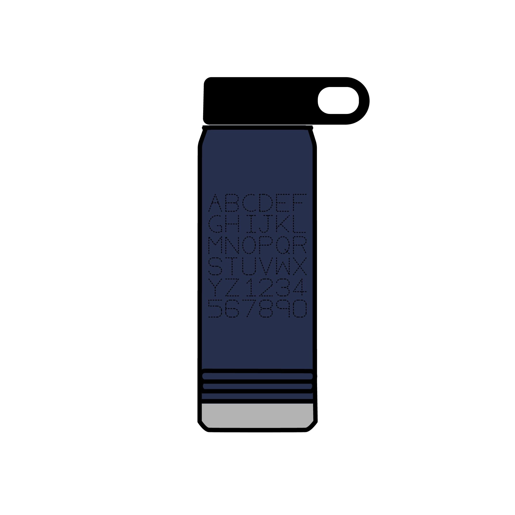 Alphabet Grid Water Bottle, 20oz | Minimal Monogram Lettering