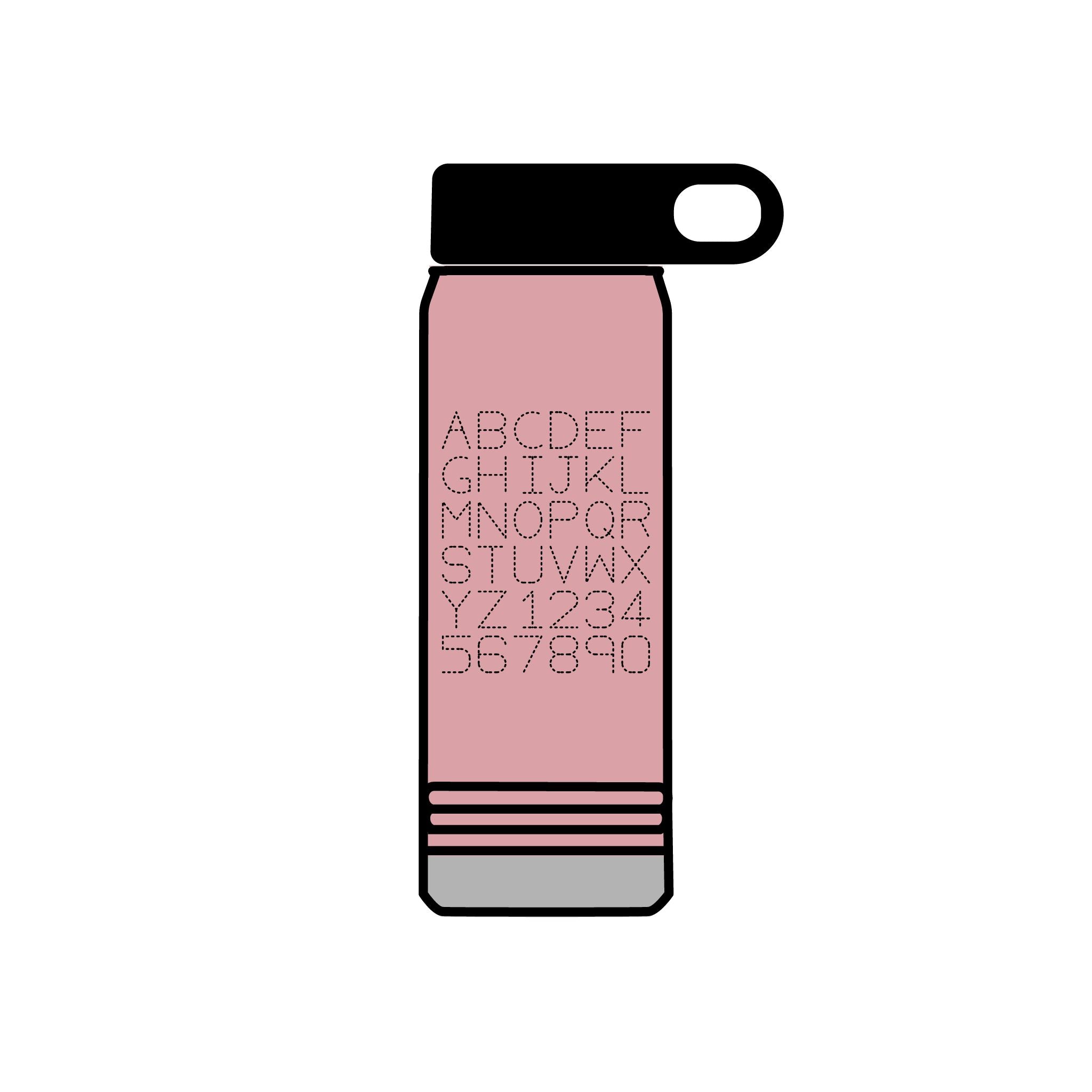 Alphabet Grid Water Bottle, 20oz | Minimal Monogram Lettering